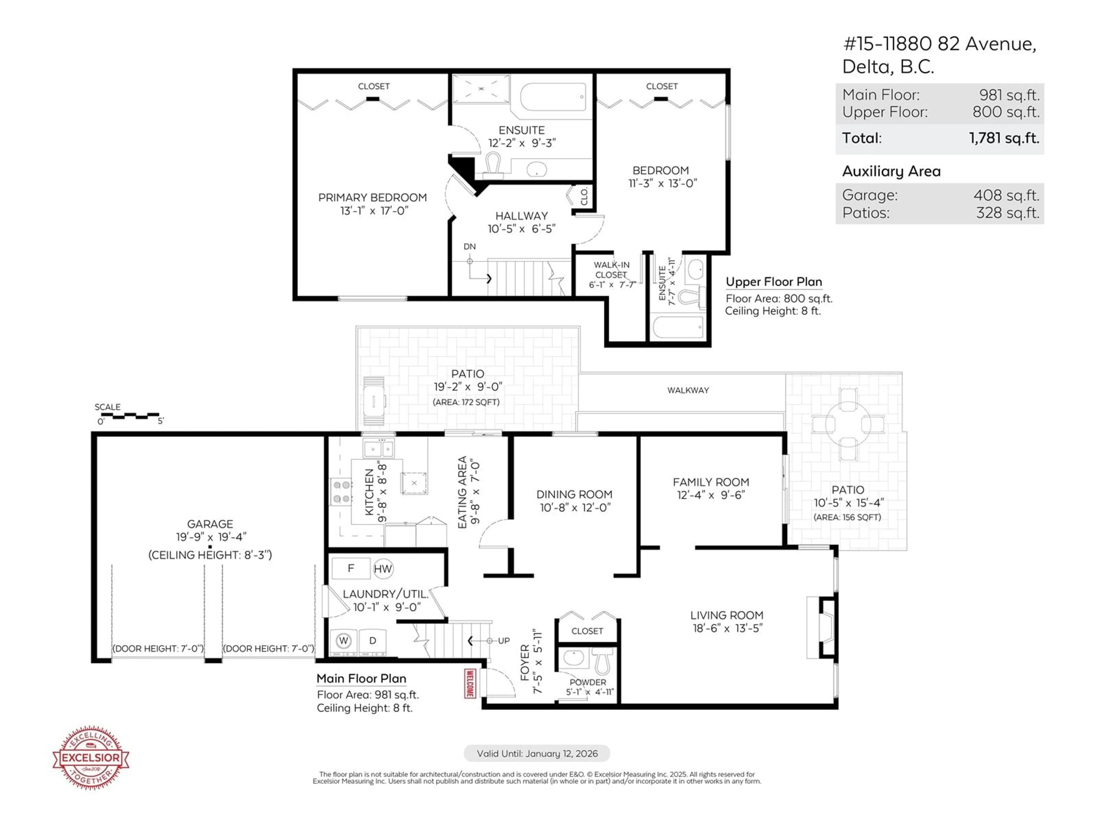Floor plan for 15 - 11880 82, Delta British Columbia V4C8C5