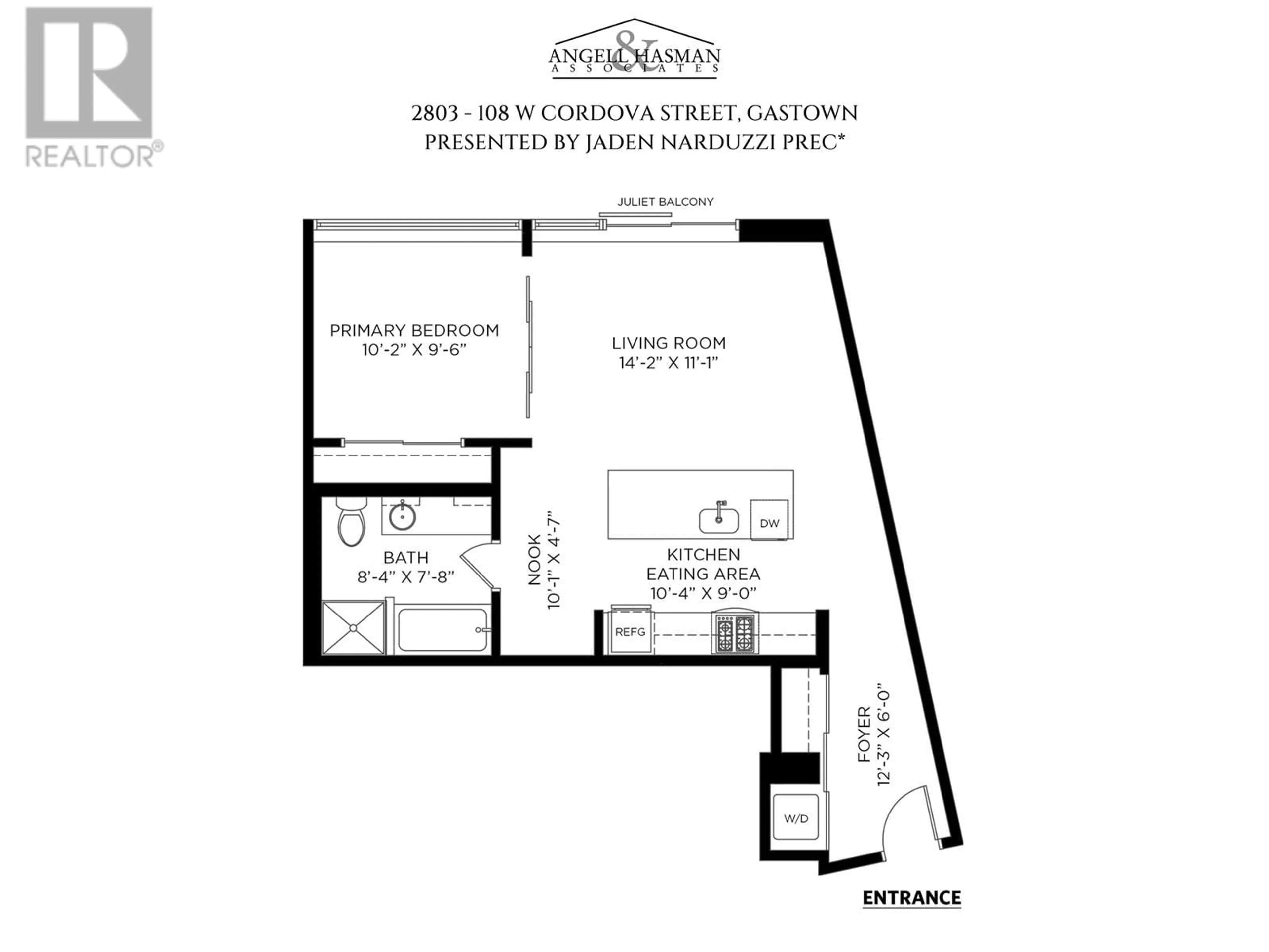 Floor plan for 2803 - 108 CORDOVA STREET, Vancouver British Columbia V6B0G5