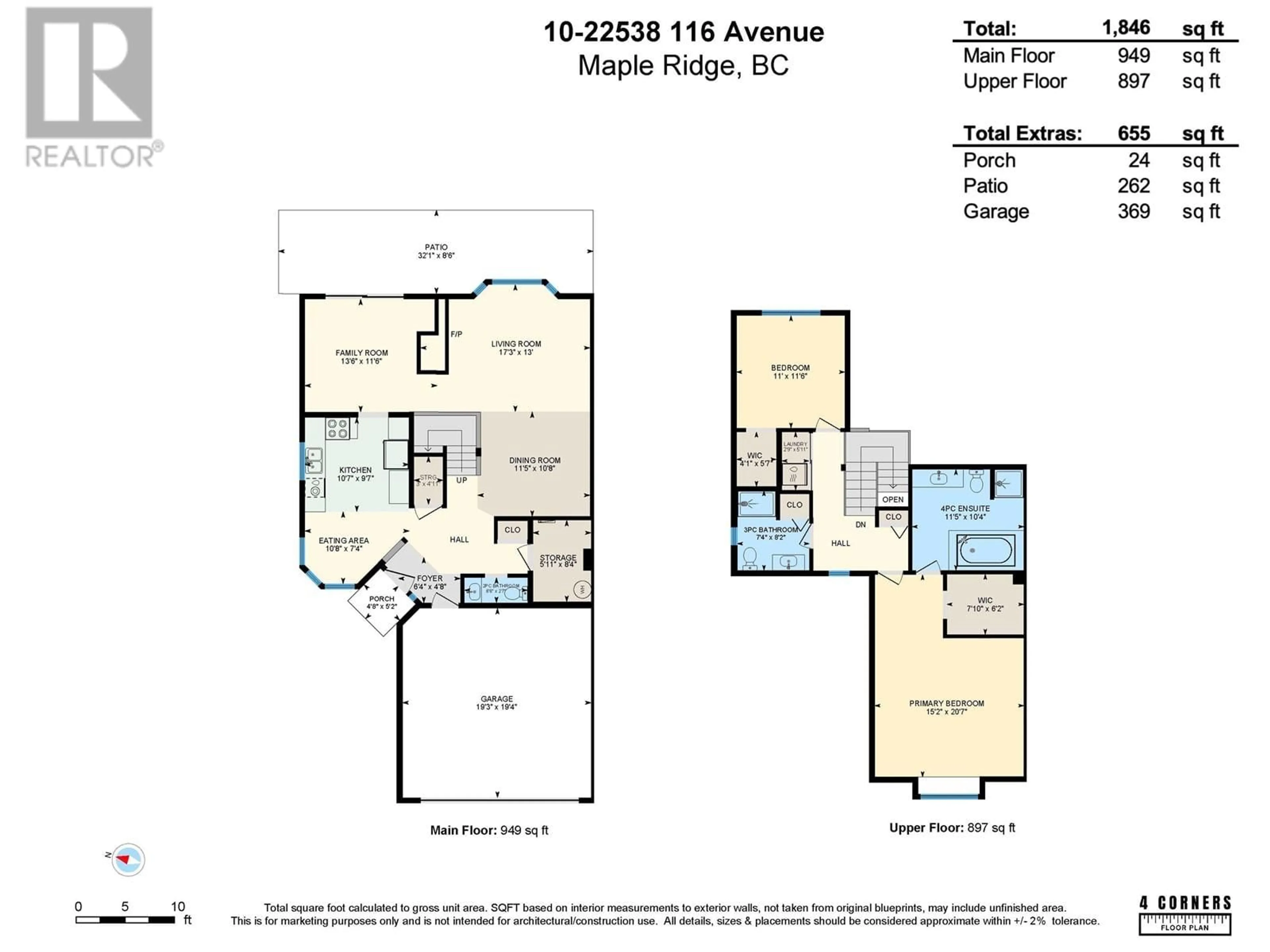 Floor plan for 10 - 22538 116 AVENUE, Maple Ridge British Columbia V2X0Z8