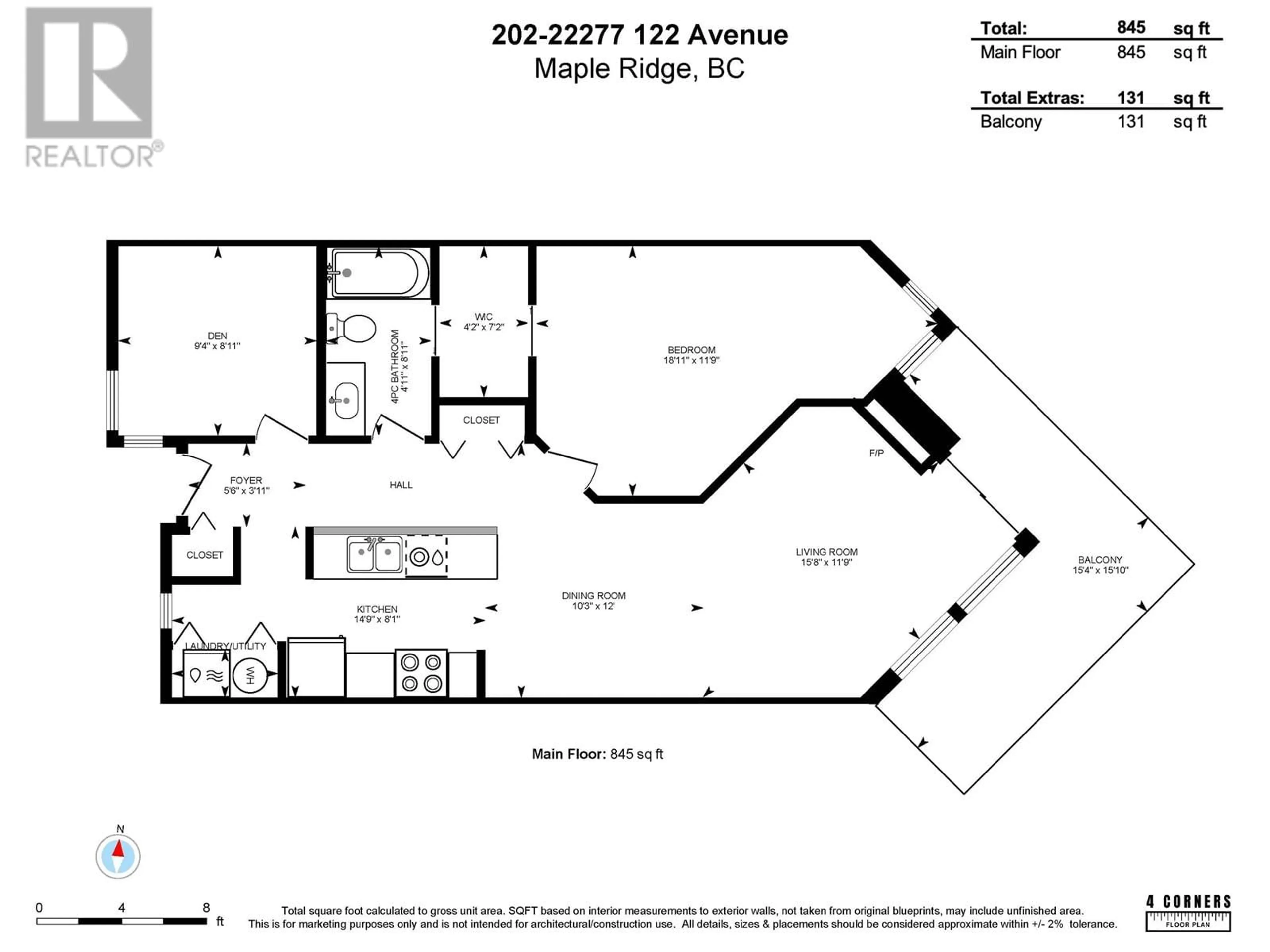 Floor plan for 202 - 22277 122 AVENUE, Maple Ridge British Columbia V2X3X8