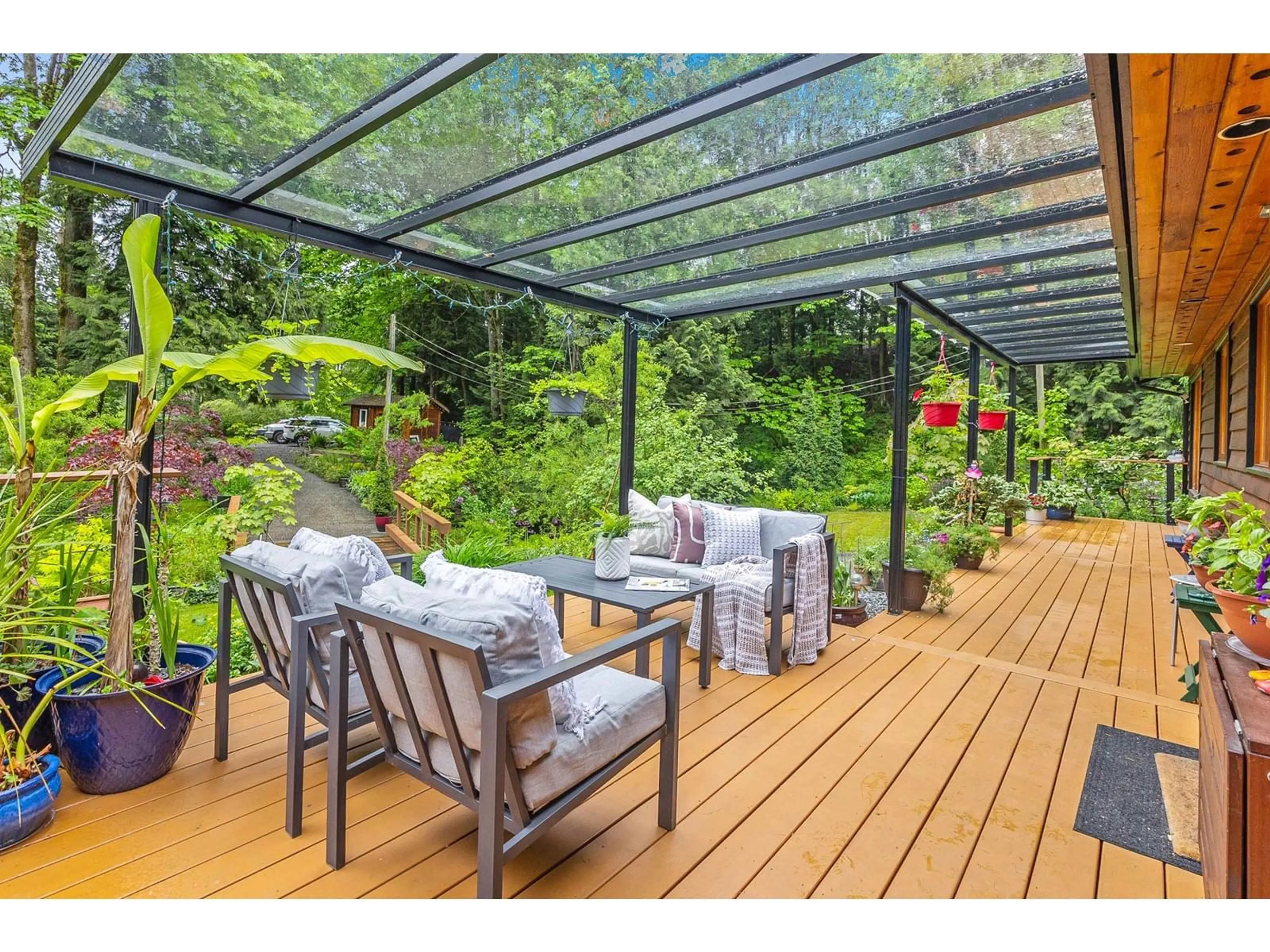 Patio, forest/trees view for 6095 256, Langley British Columbia V4W1K1