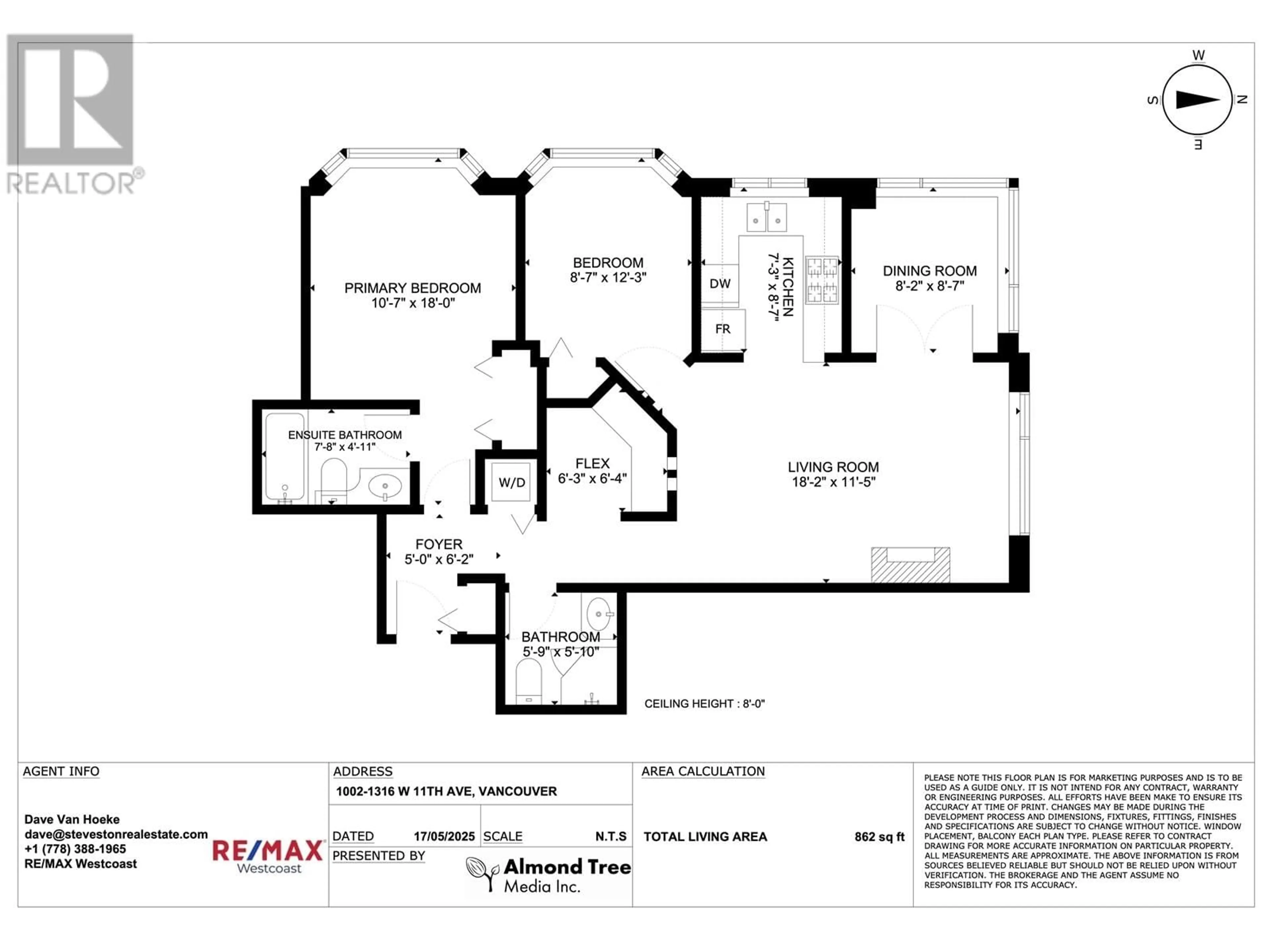 Floor plan for 1002 - 1316 11TH AVENUE, Vancouver British Columbia V6H4G8
