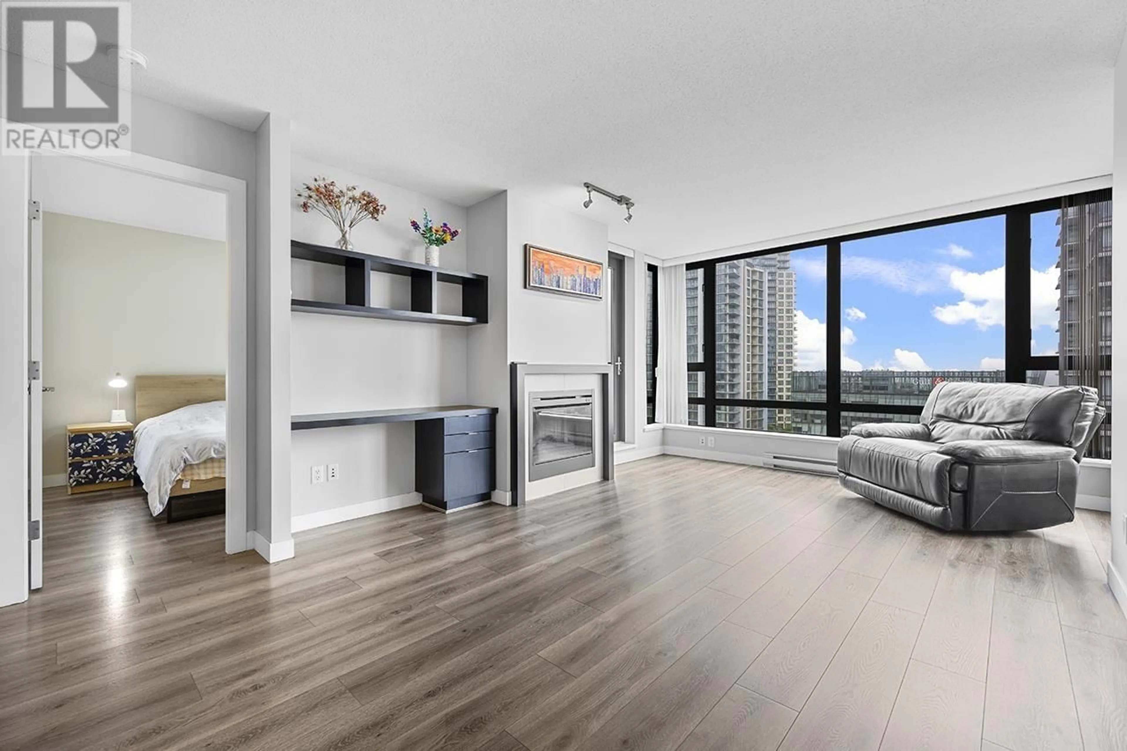 Living room with furniture, wood/laminate floor for 1505 - 7325 ARCOLA STREET, Burnaby British Columbia V5E0A8