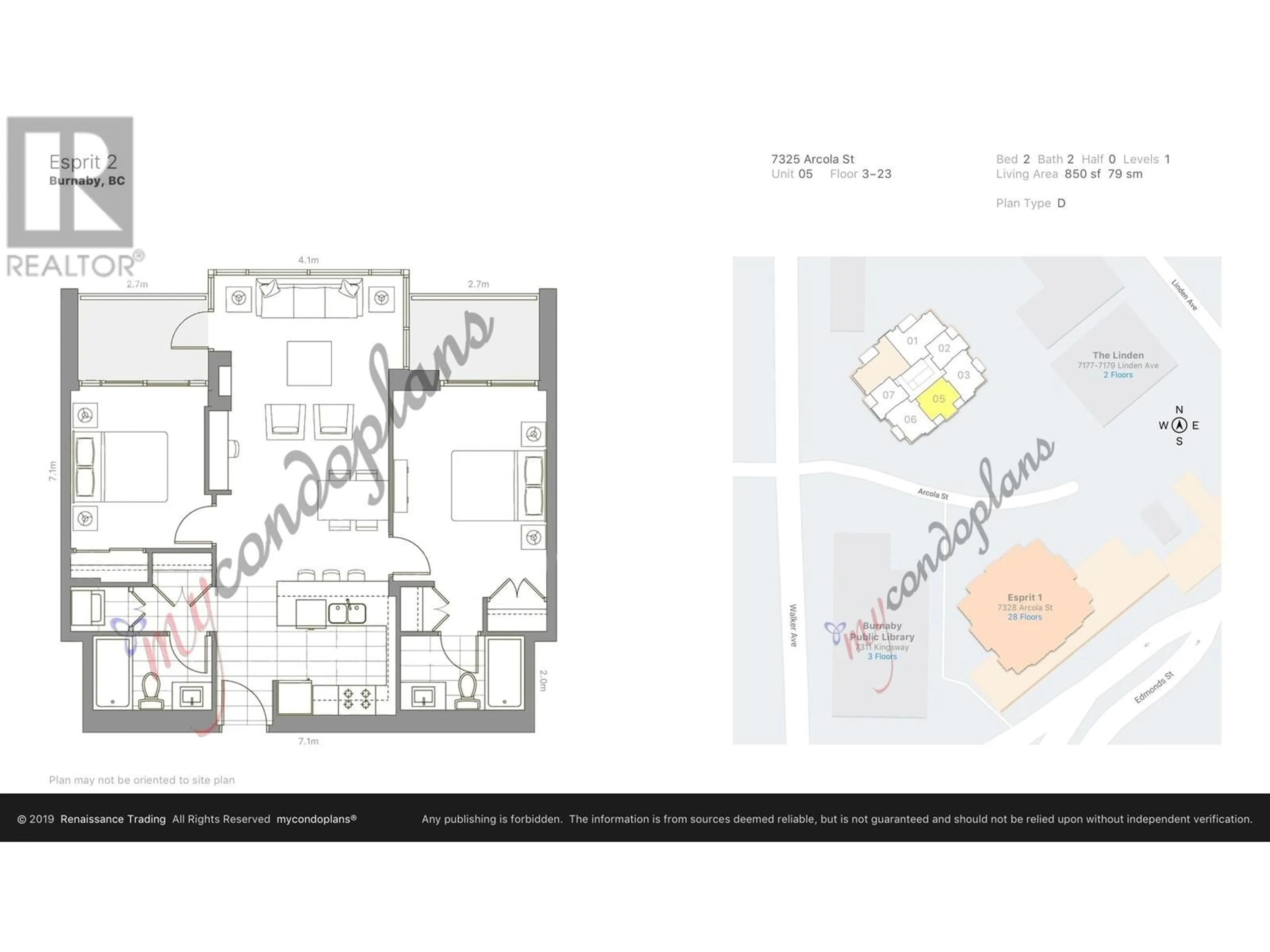 Floor plan for 1505 - 7325 ARCOLA STREET, Burnaby British Columbia V5E0A8