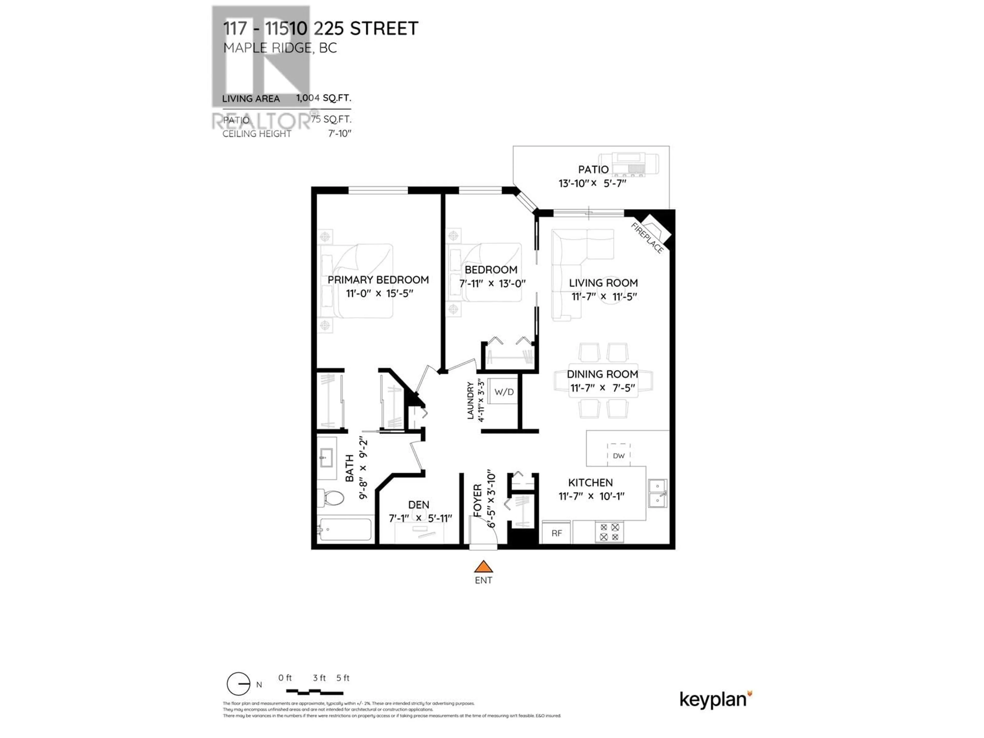 Floor plan for 117 - 11510 225 STREET, Maple Ridge British Columbia V2X9Y3