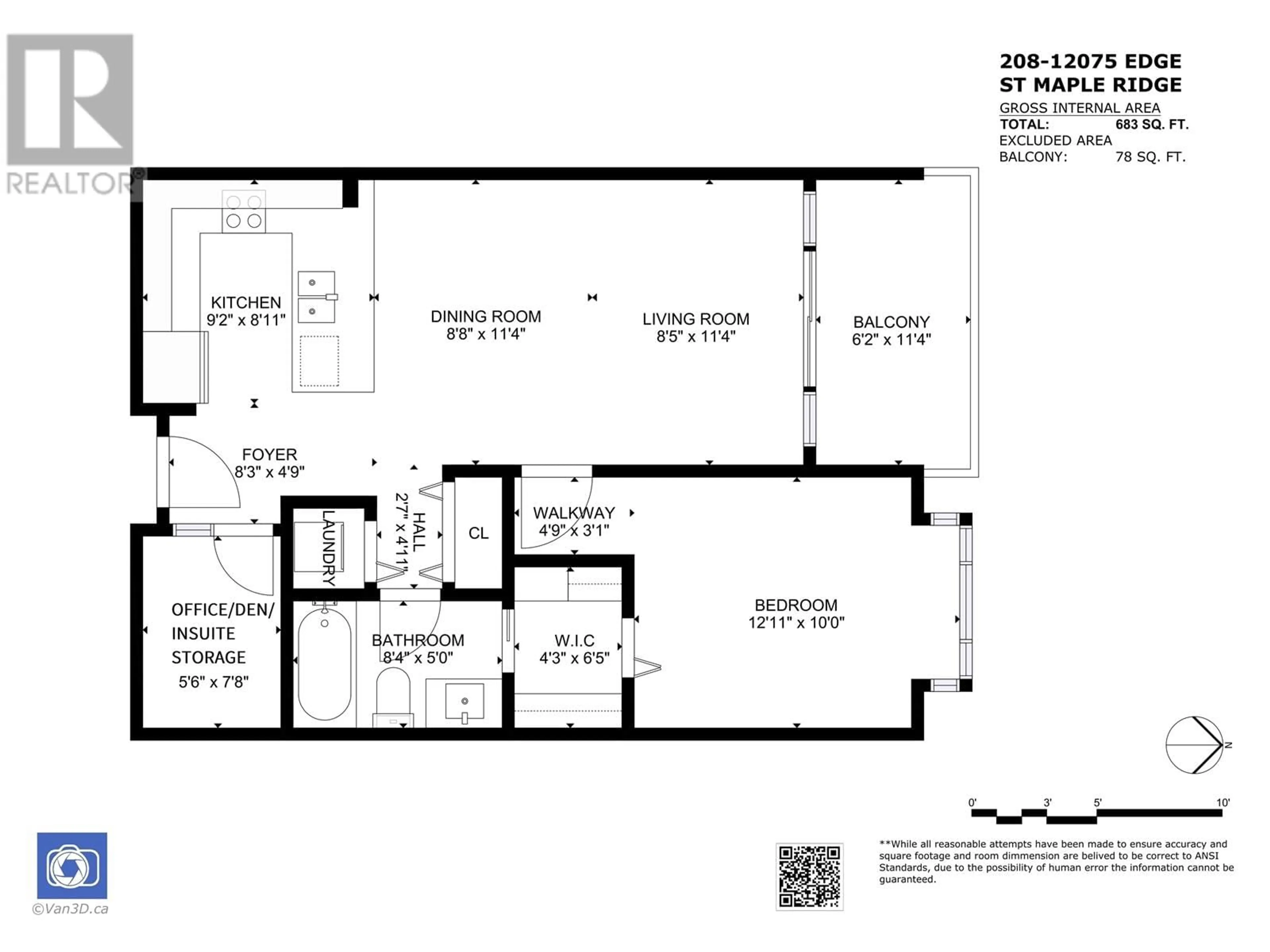 Floor plan for 208 - 12075 EDGE STREET, Maple Ridge British Columbia V2X9E6