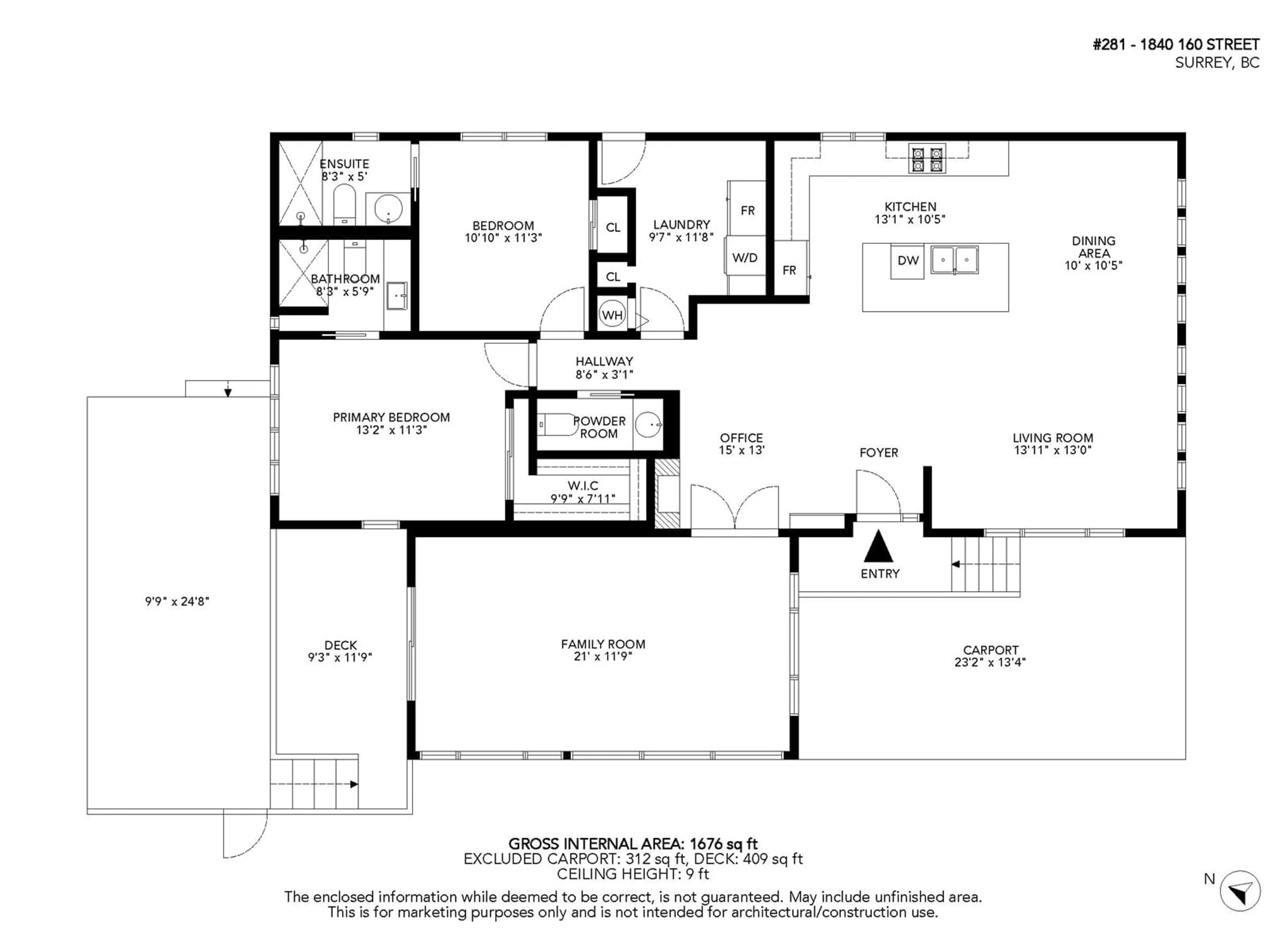 Floor plan for 281 - 1840 160, Surrey British Columbia V4A4X4