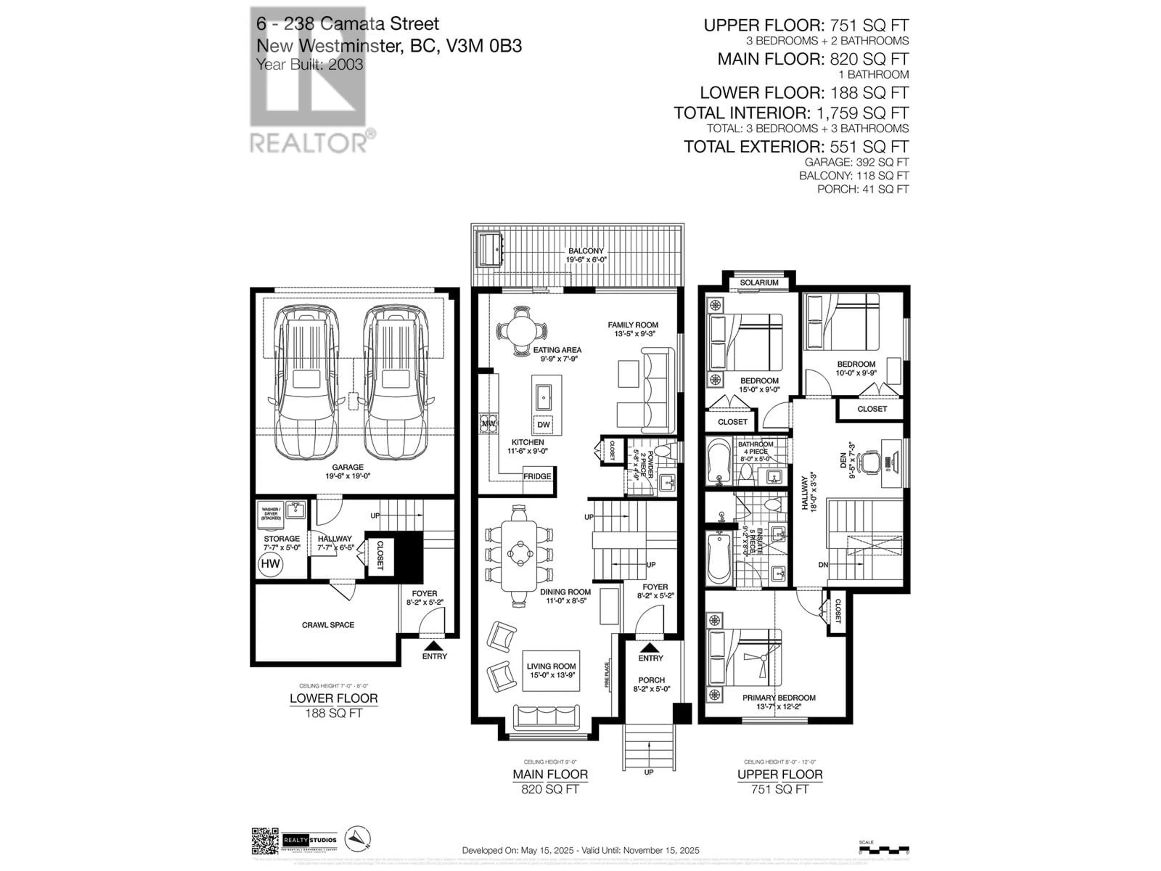 Floor plan for 6 - 238 CAMATA STREET, New Westminster British Columbia V3M0H8