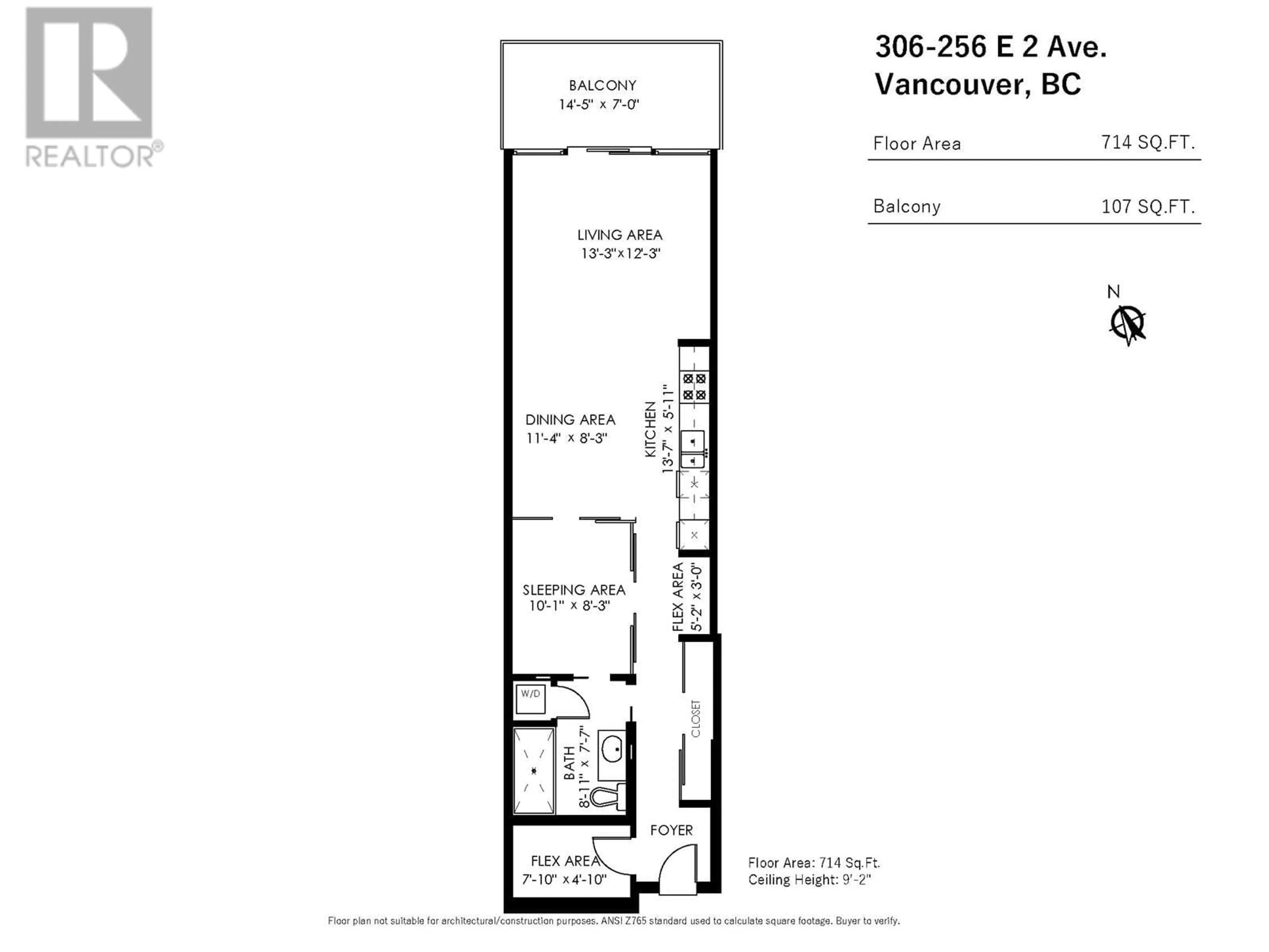 Floor plan for 306 - 256 2ND AVENUE, Vancouver British Columbia V5T0A7