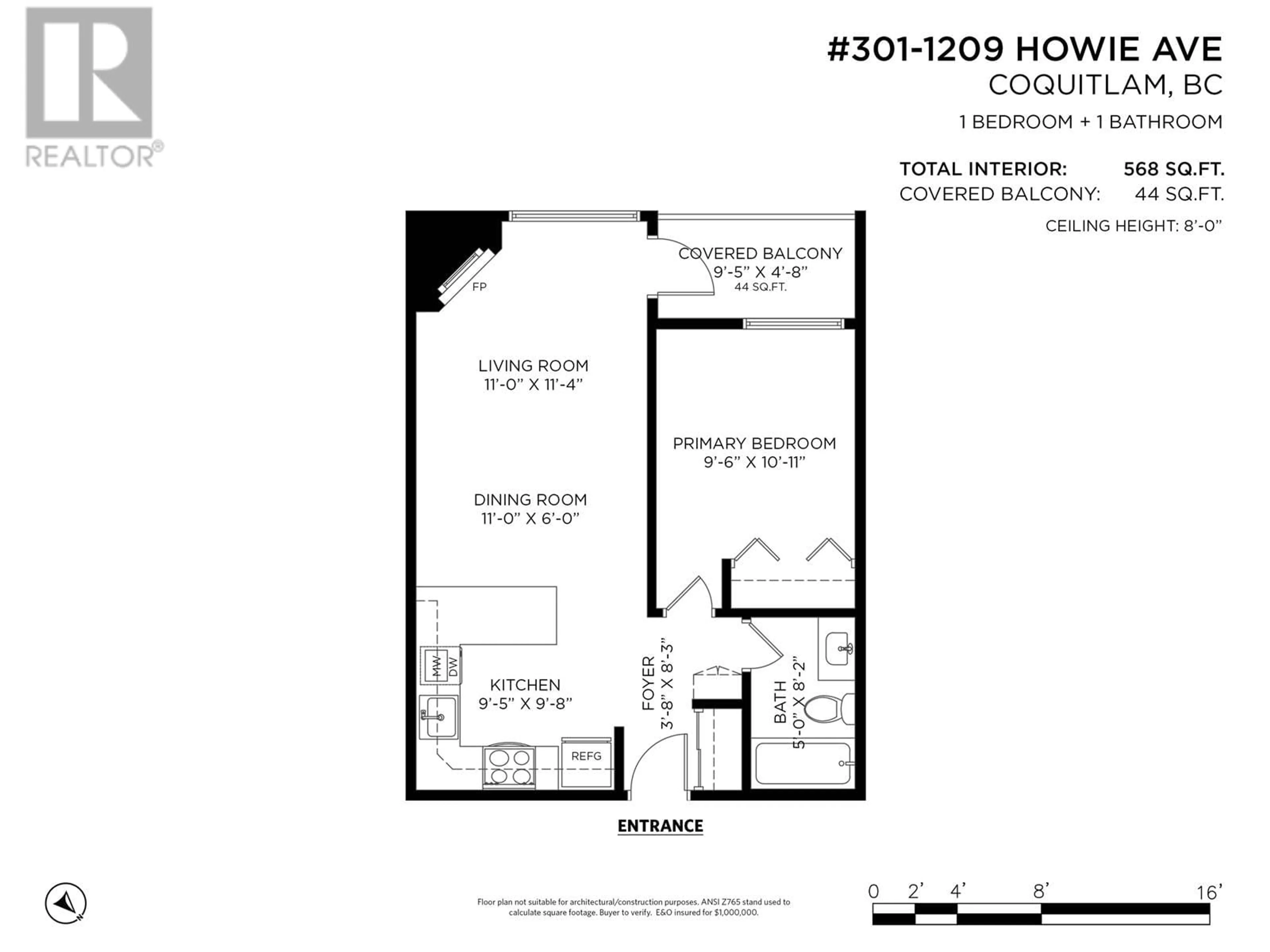 Floor plan for 301 - 1209 HOWIE AVENUE, Coquitlam British Columbia V3J1T9