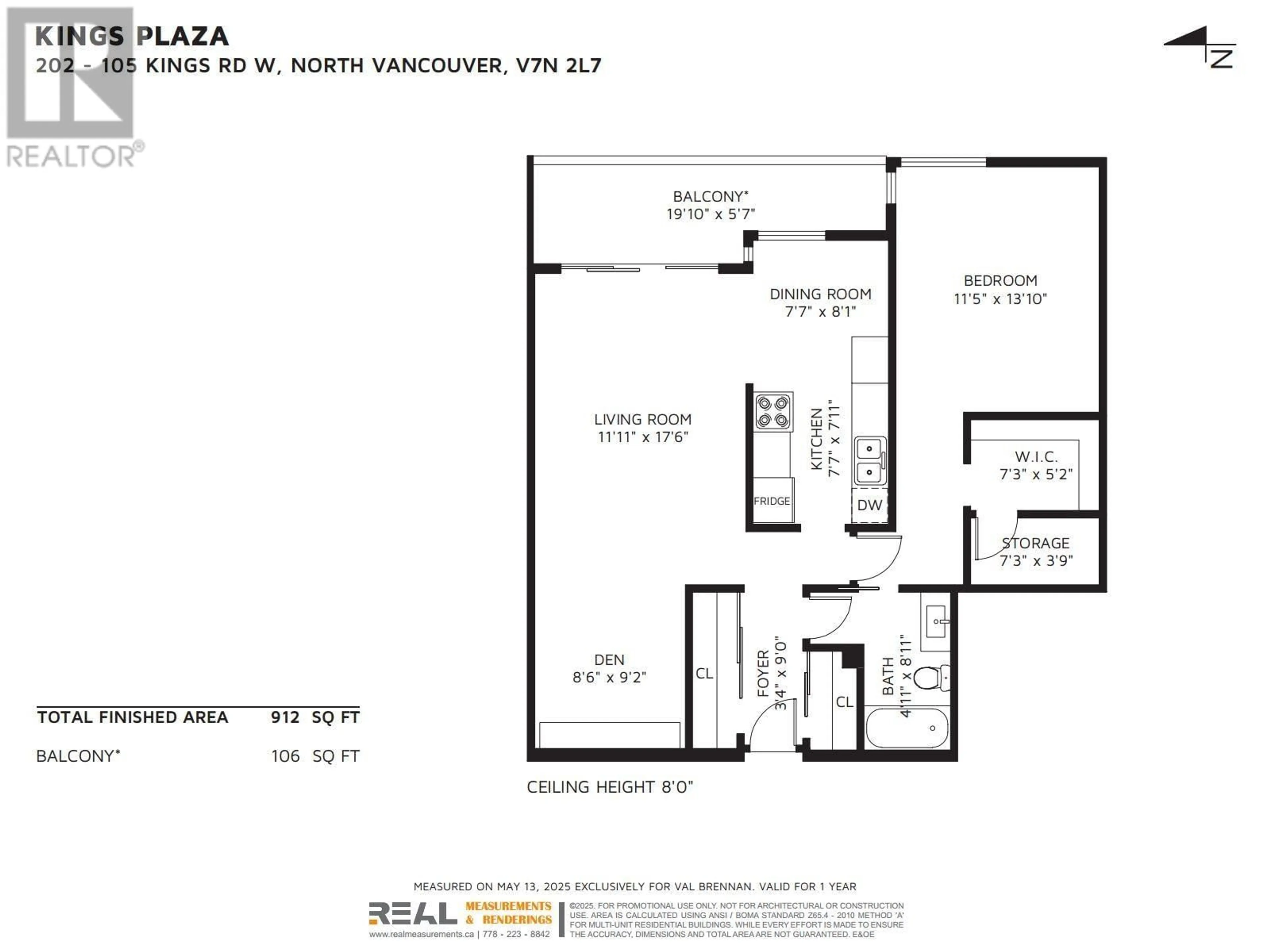 Floor plan for 202 - 105 KINGS ROAD, North Vancouver British Columbia V7N2L7