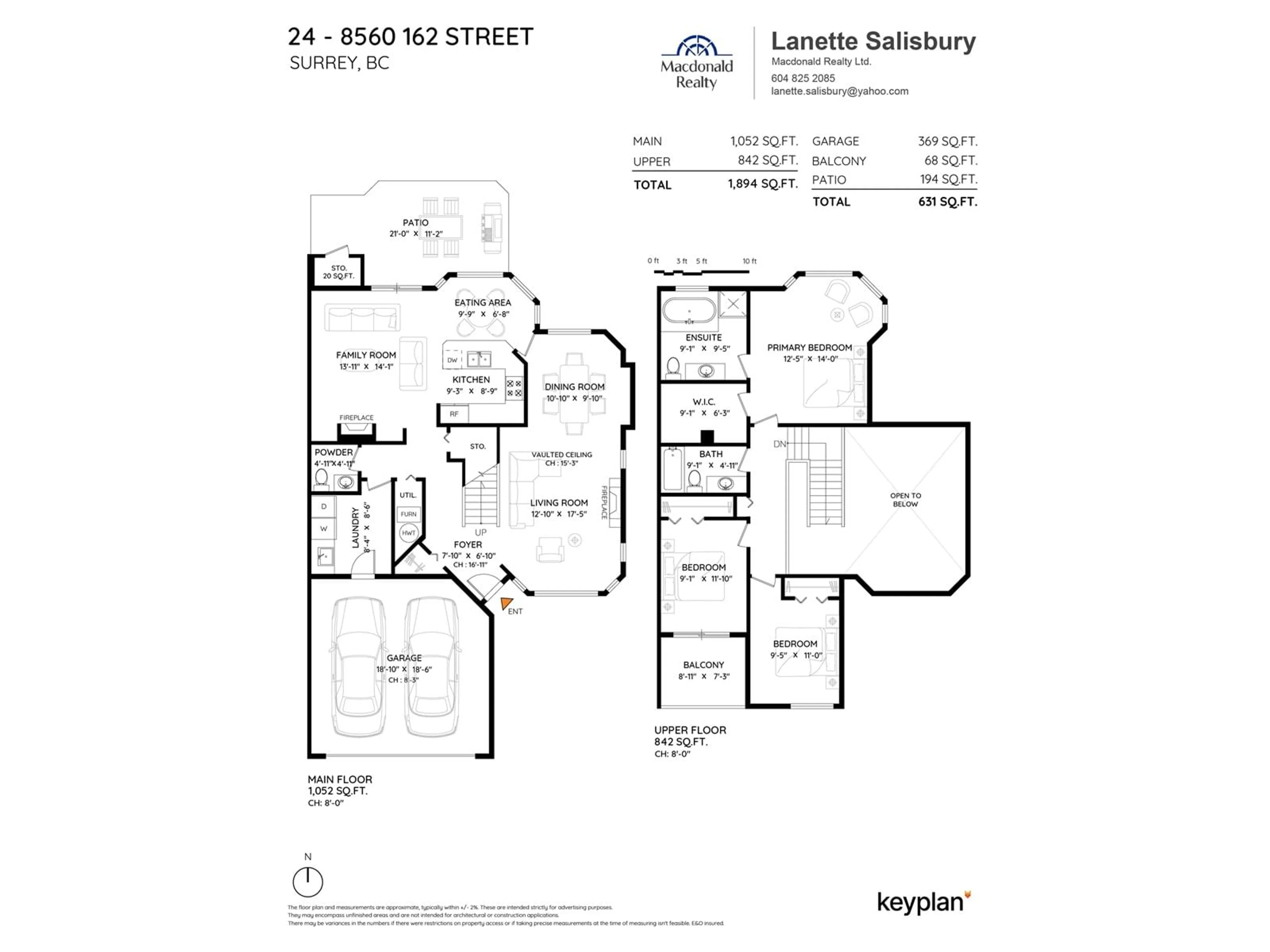 Floor plan for 24 - 8560 162ND, Surrey British Columbia V4N1B4
