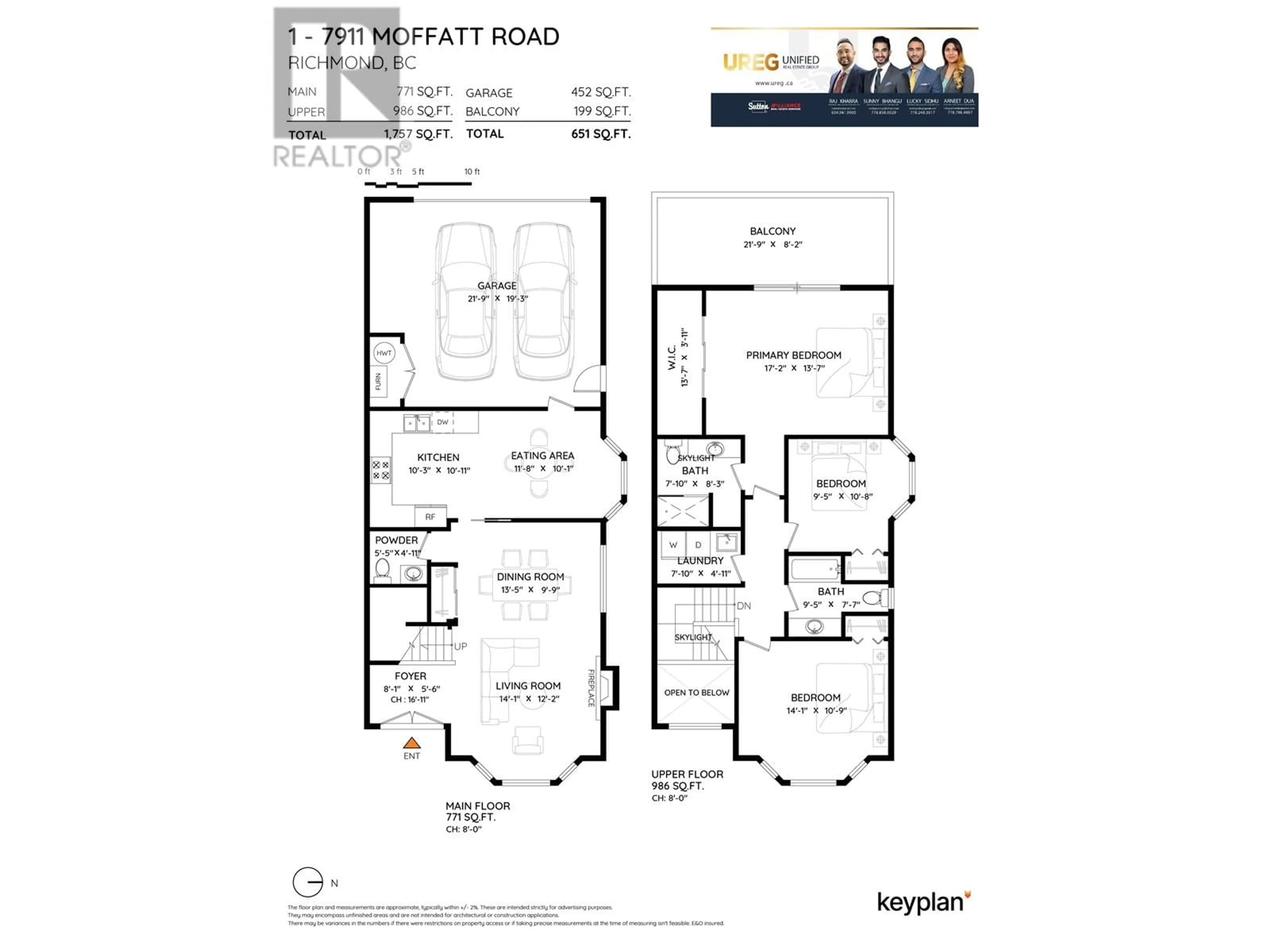 Floor plan for 1 - 7911 MOFFATT ROAD, Richmond British Columbia V6Y1X9