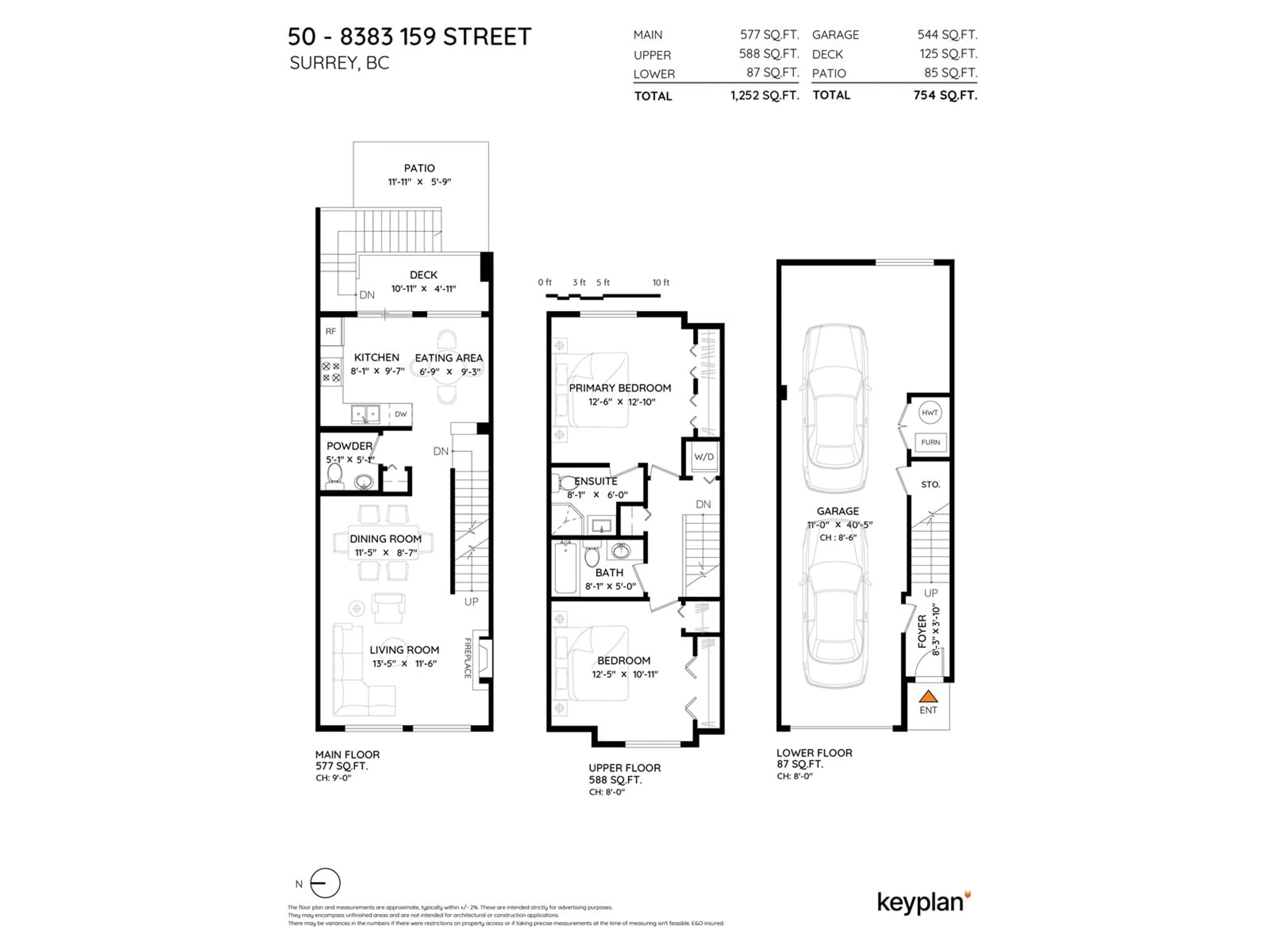 Floor plan for 50 - 8383 159, Surrey British Columbia V4N0W2