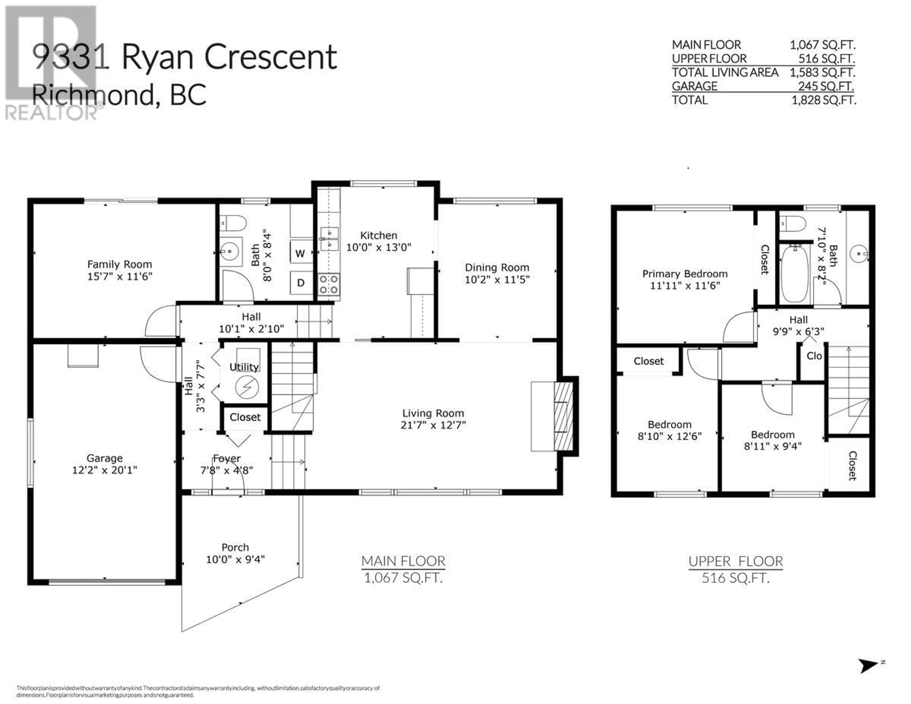 Floor plan for 9331 RYAN CRESCENT, Richmond British Columbia V7A2H1