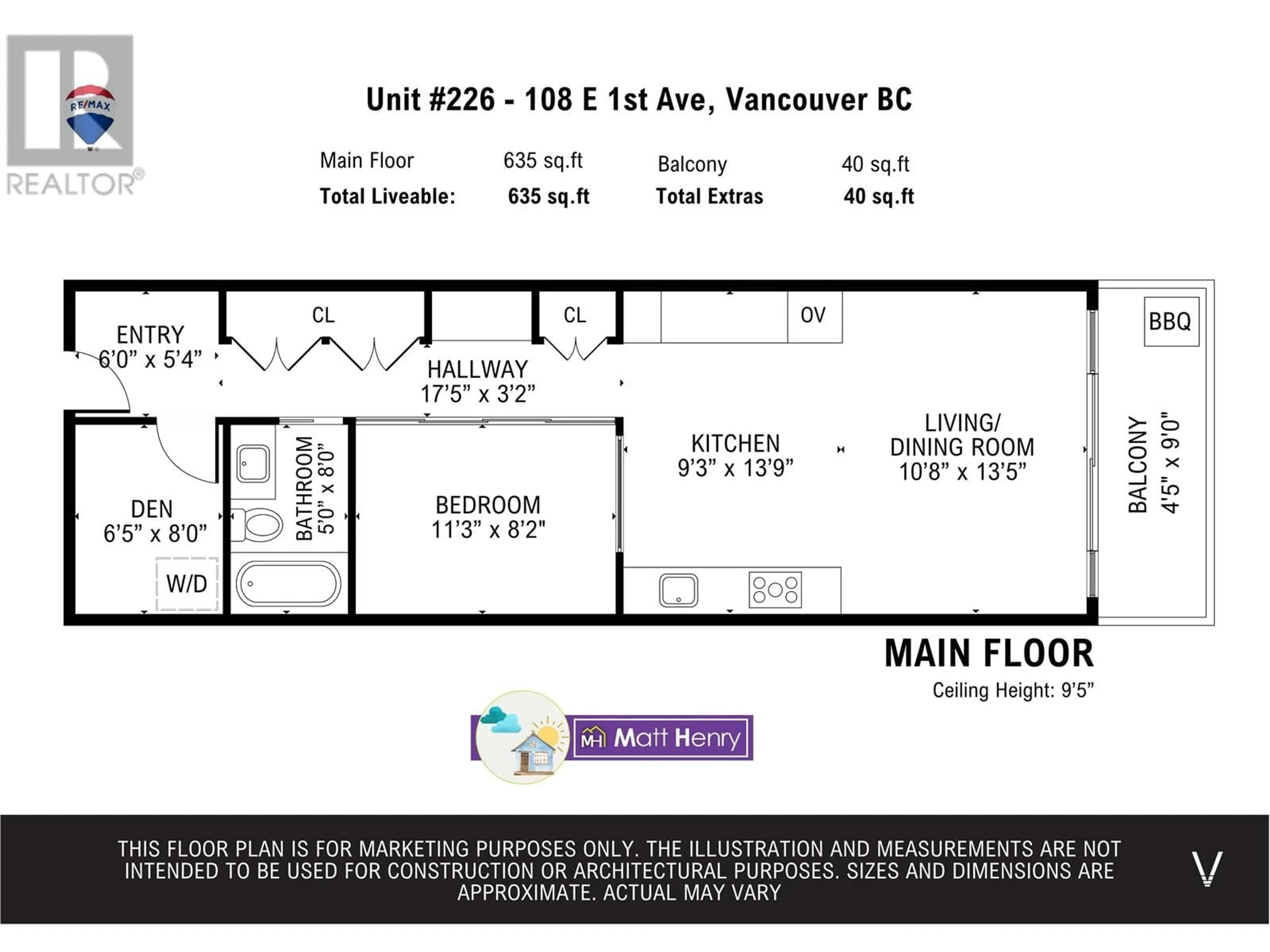 Floor plan for 226 - 108 1ST AVENUE, Vancouver British Columbia V5T0E4