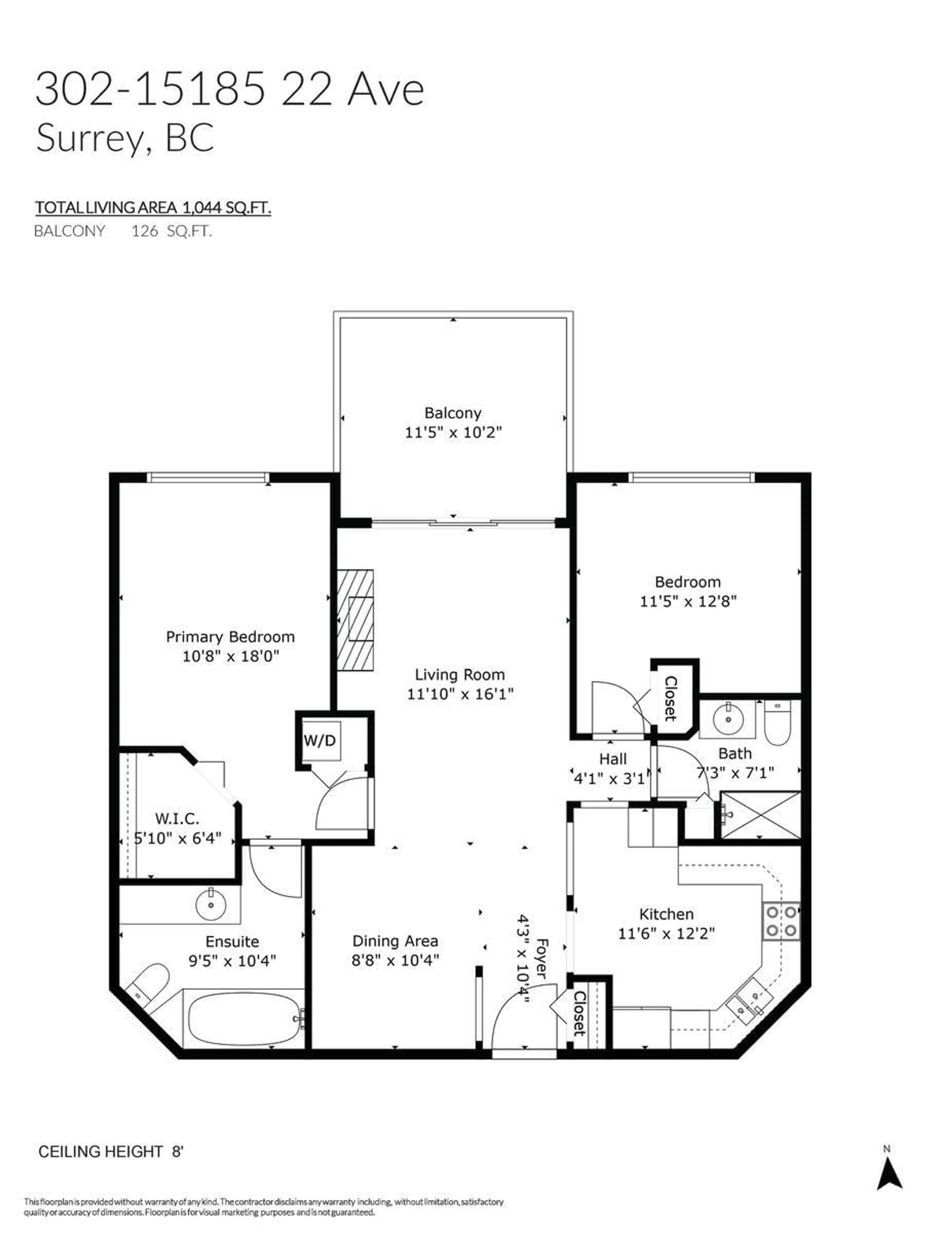Floor plan for 302 - 15185 22, Surrey British Columbia V4A9T4
