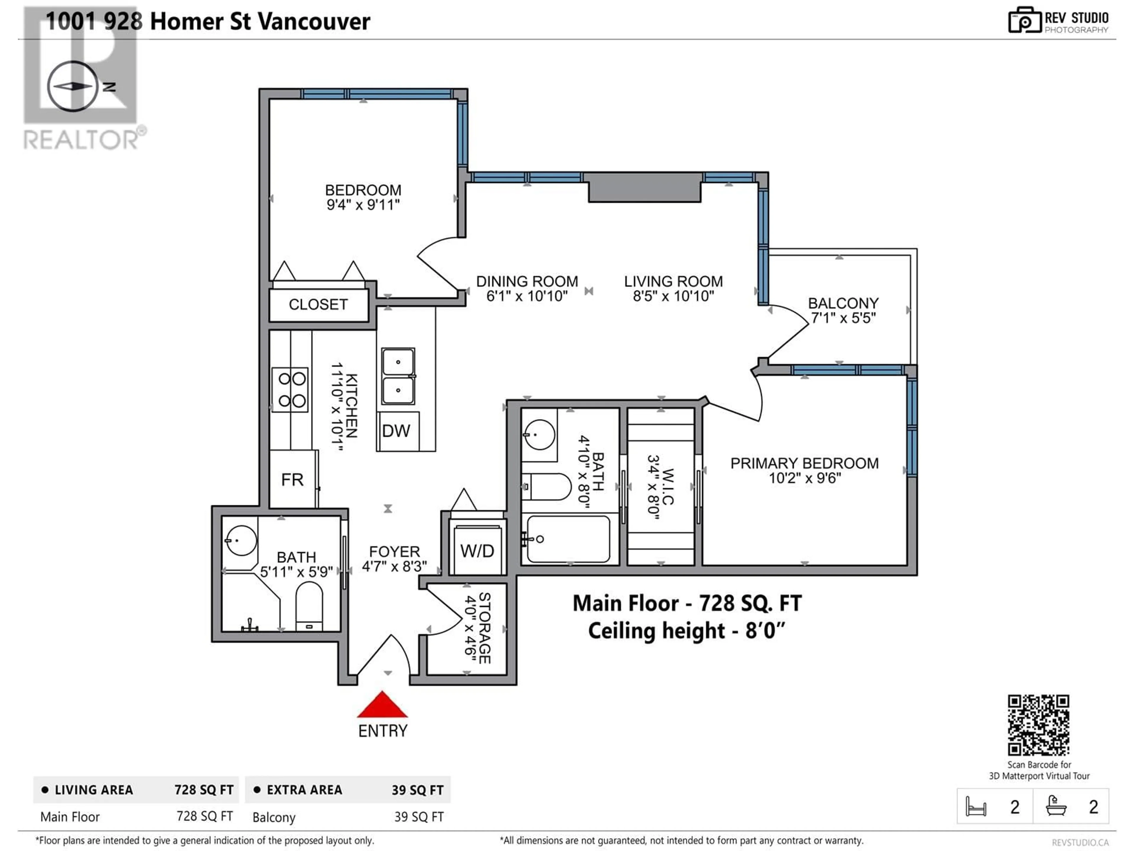 Floor plan for 1001 - 928 HOMER STREET, Vancouver British Columbia V6B1T7