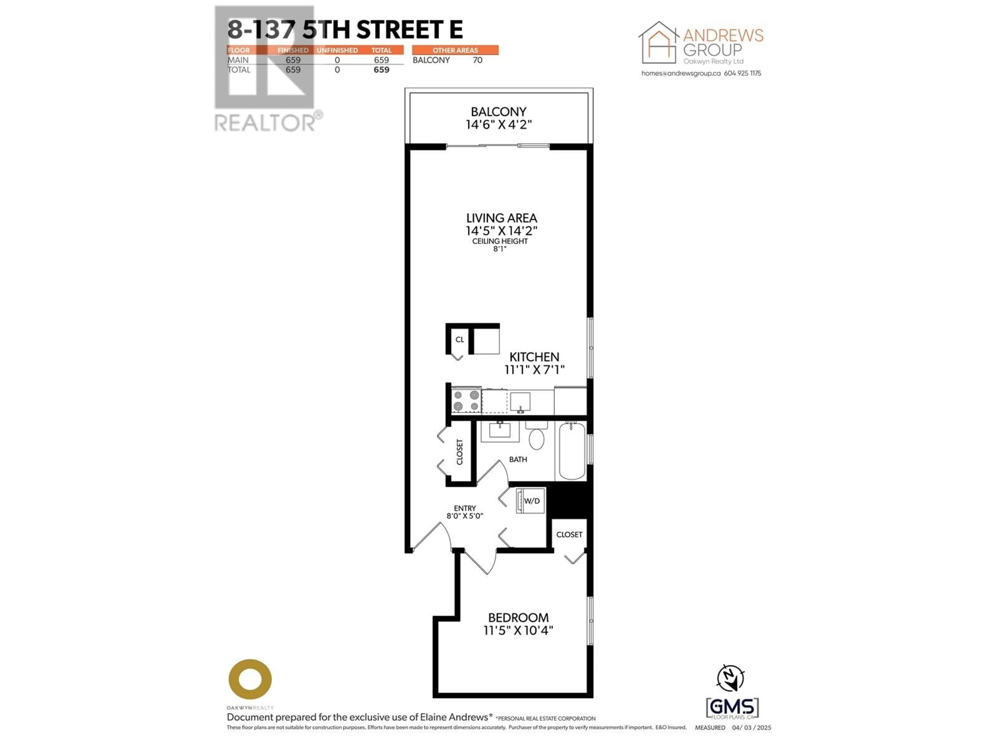 Floor plan for 8 - 137 5TH STREET, North Vancouver British Columbia V7L1L3