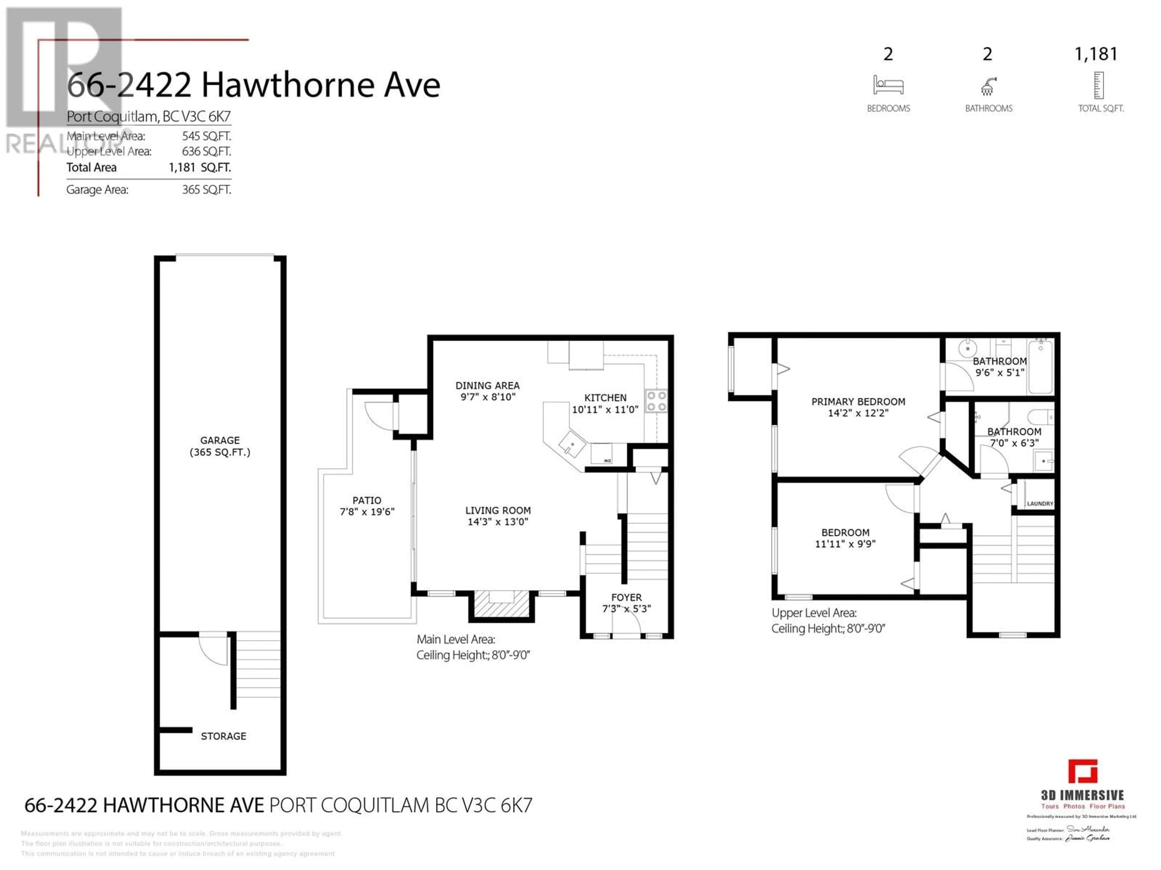 Floor plan for 66 - 2422 HAWTHORNE AVENUE, Port Coquitlam British Columbia V3C6K7