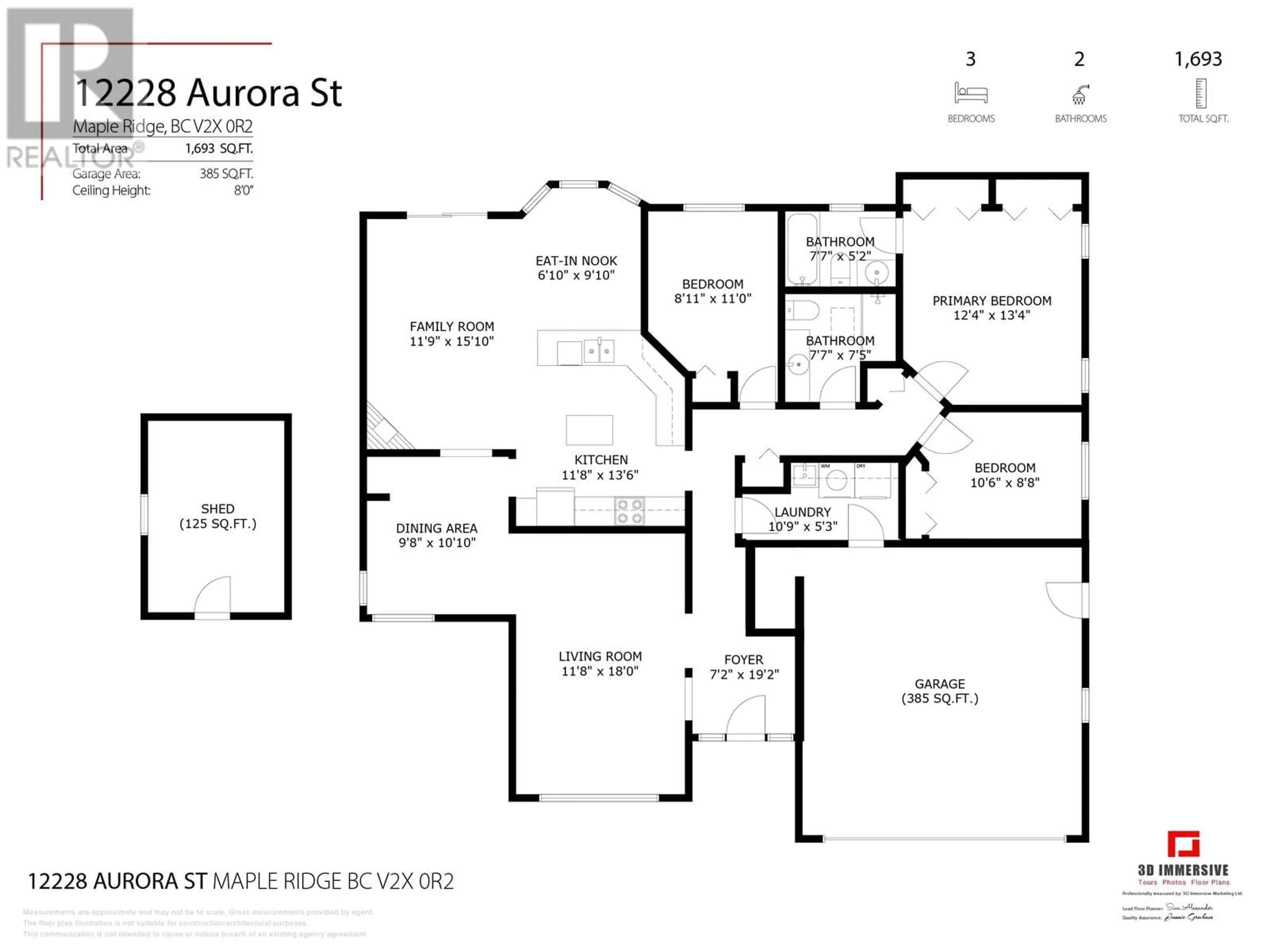 Floor plan for 12228 AURORA STREET, Maple Ridge British Columbia V2X0R2