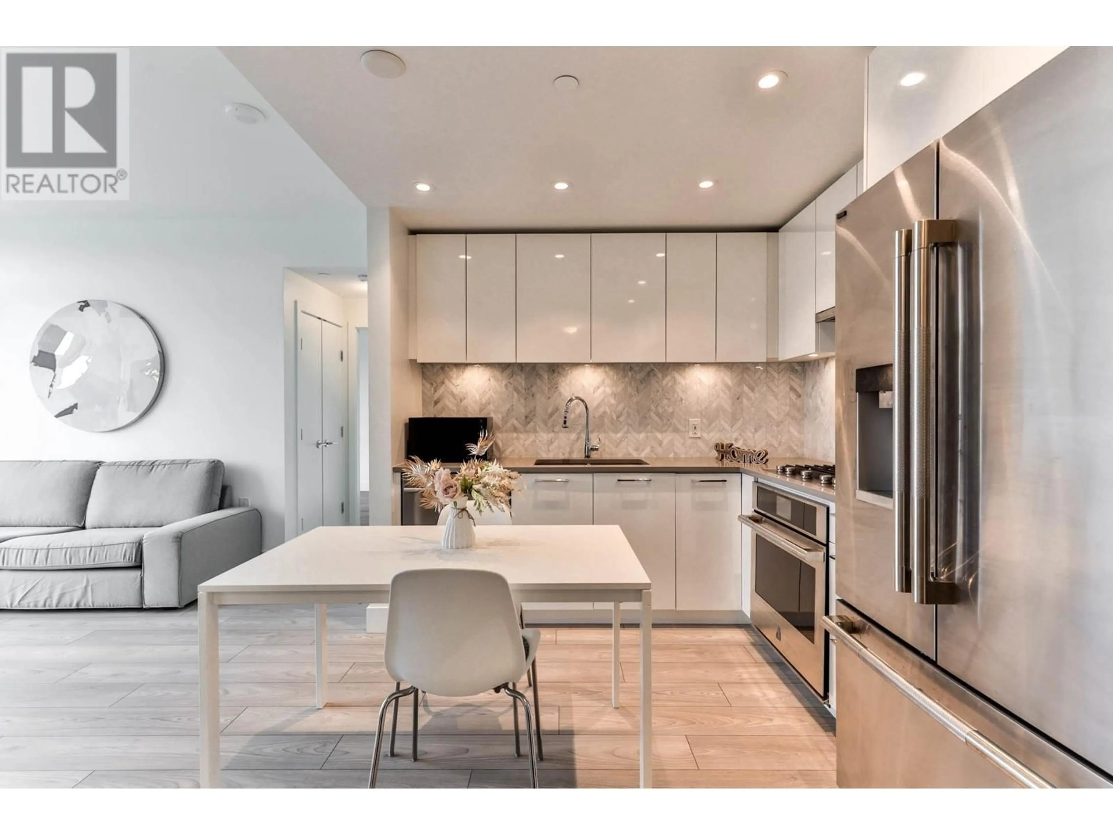 Open concept kitchen, ceramic/tile floor for 1404 - 3581 KENT AVENUE NORTH, Vancouver British Columbia V5S0H6