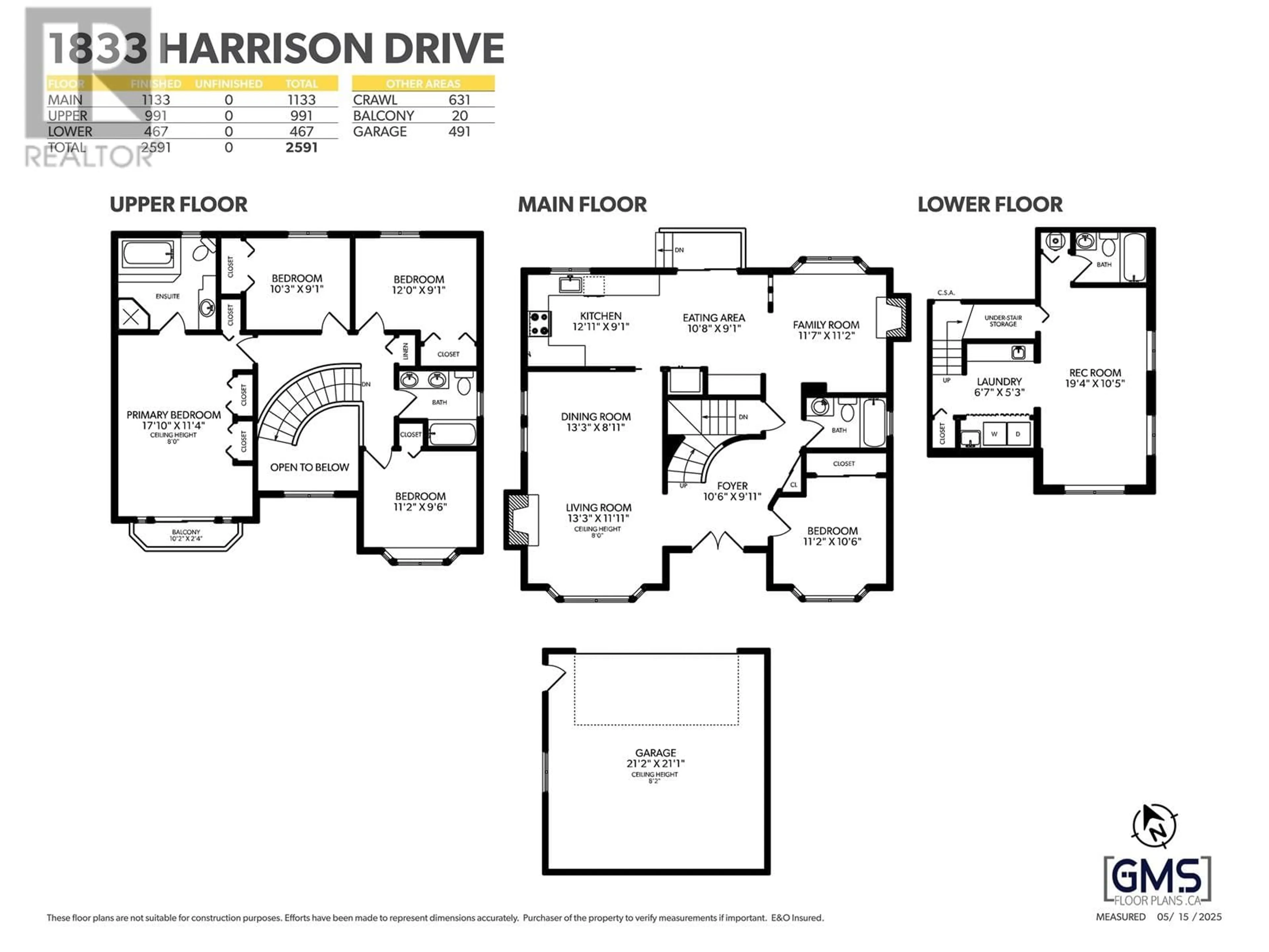Floor plan for 1833 HARRISON DRIVE, Vancouver British Columbia V5P2P4