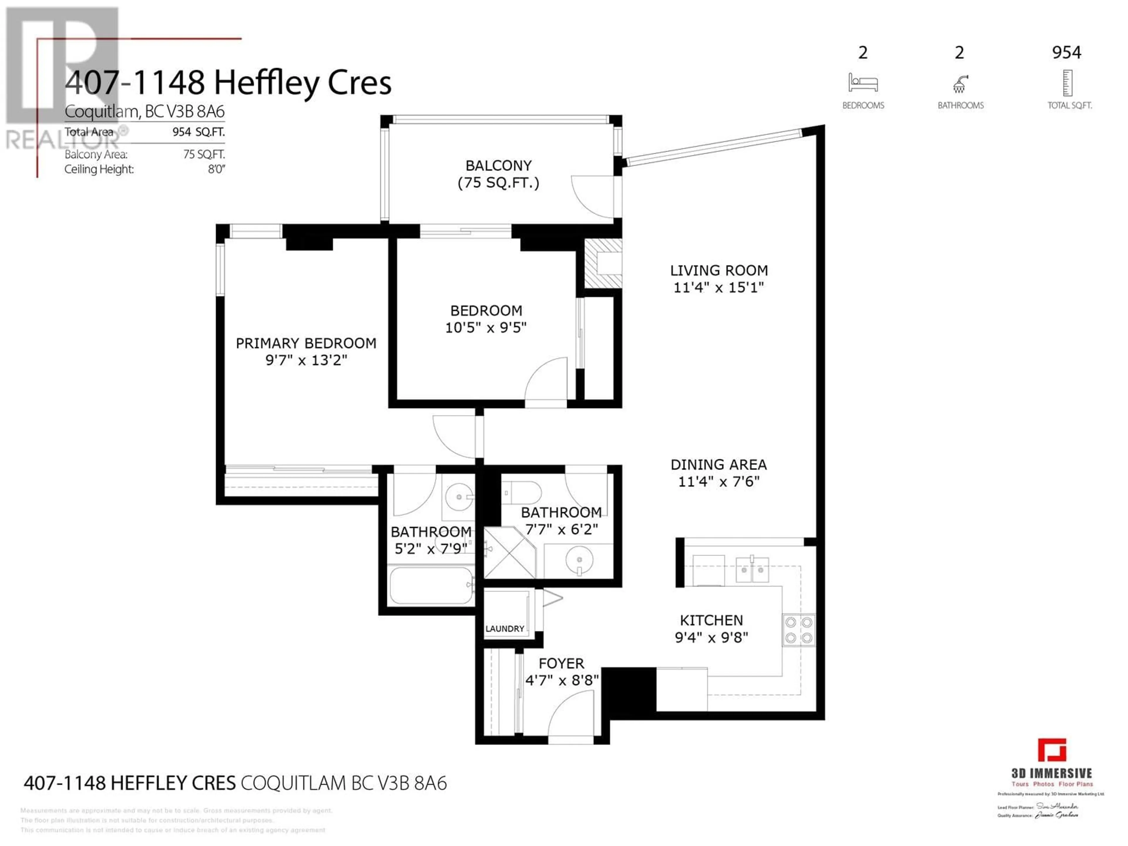 Floor plan for 407 - 1148 HEFFLEY CRESCENT, Coquitlam British Columbia V3B8A6