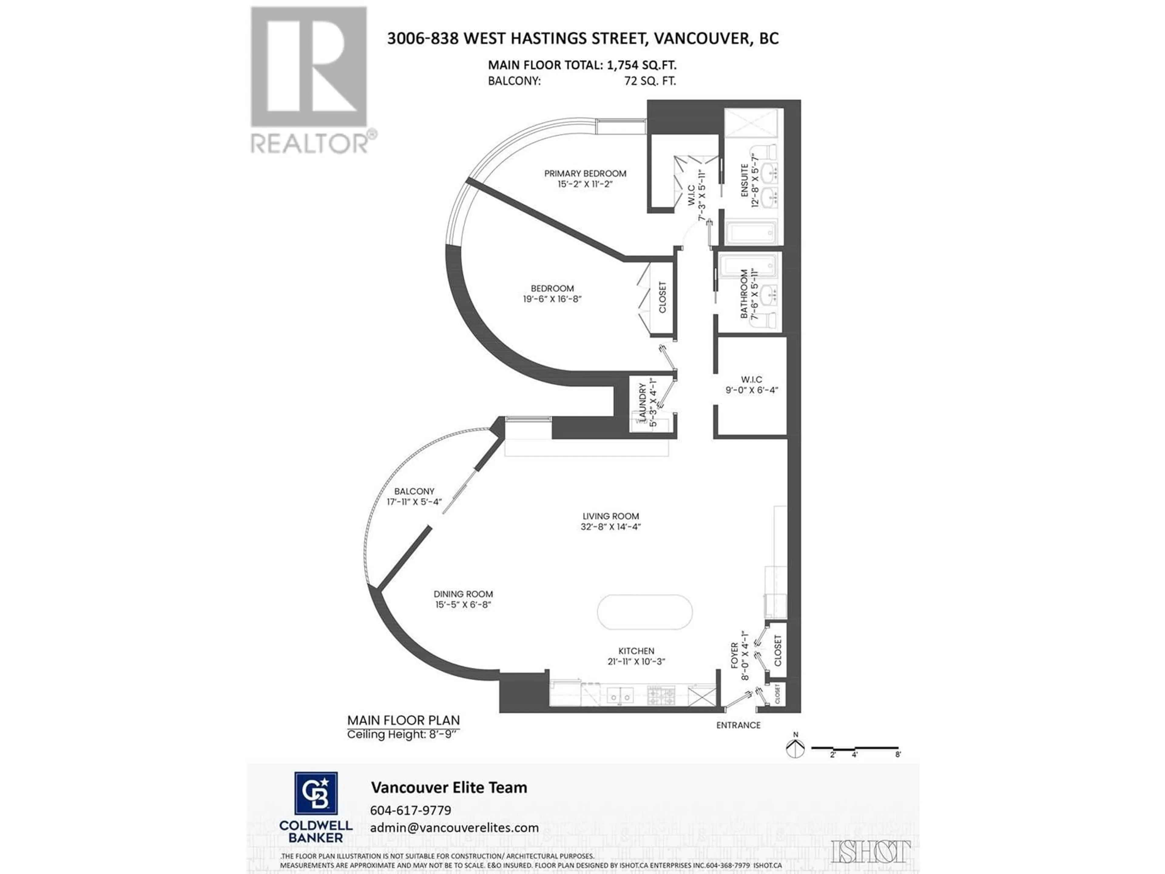 Floor plan for 3006 - 838 HASTINGS STREET, Vancouver British Columbia V6C0A6