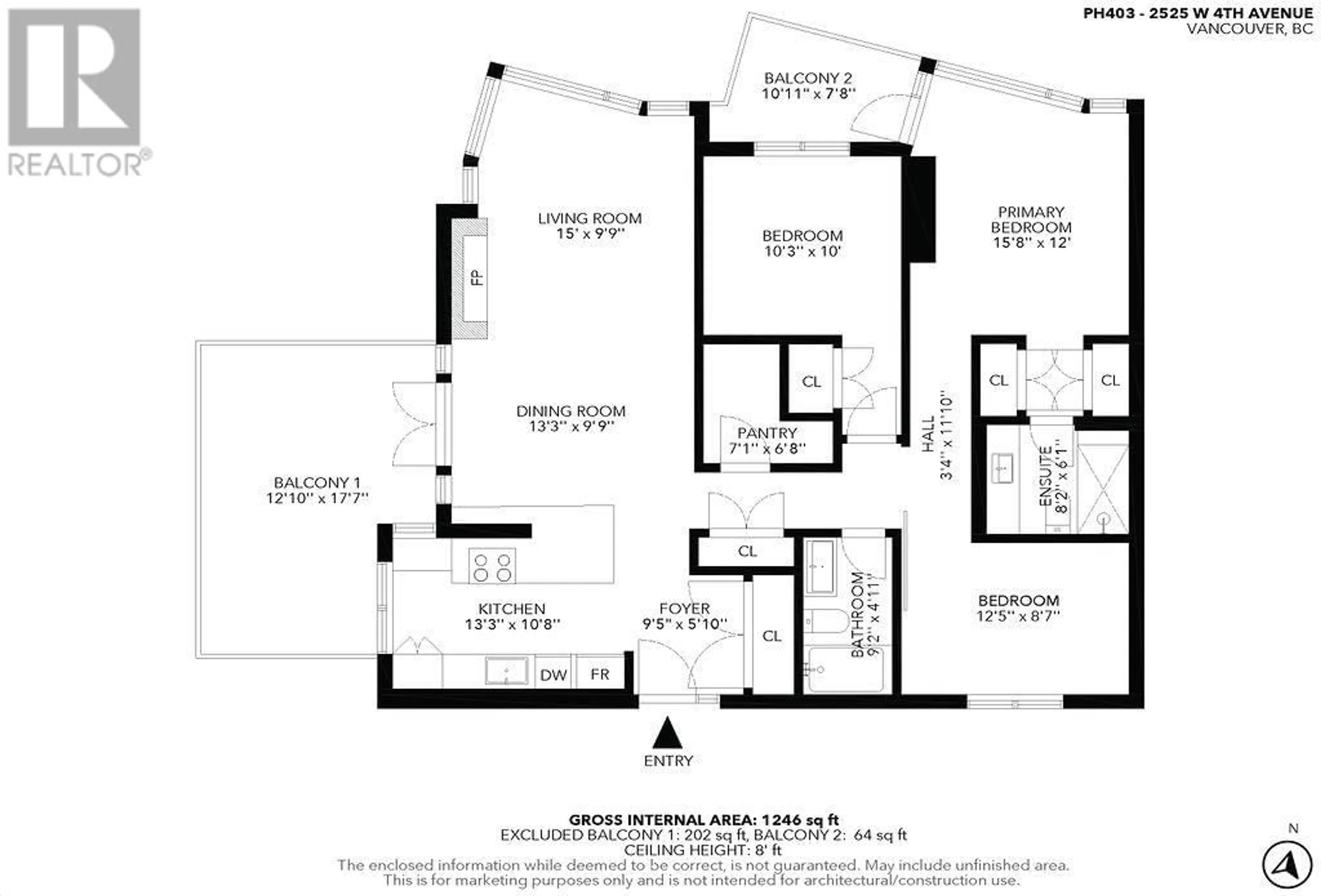 Floor plan for PH 403 - 2525 4 AVENUE, Vancouver British Columbia V6K1P5