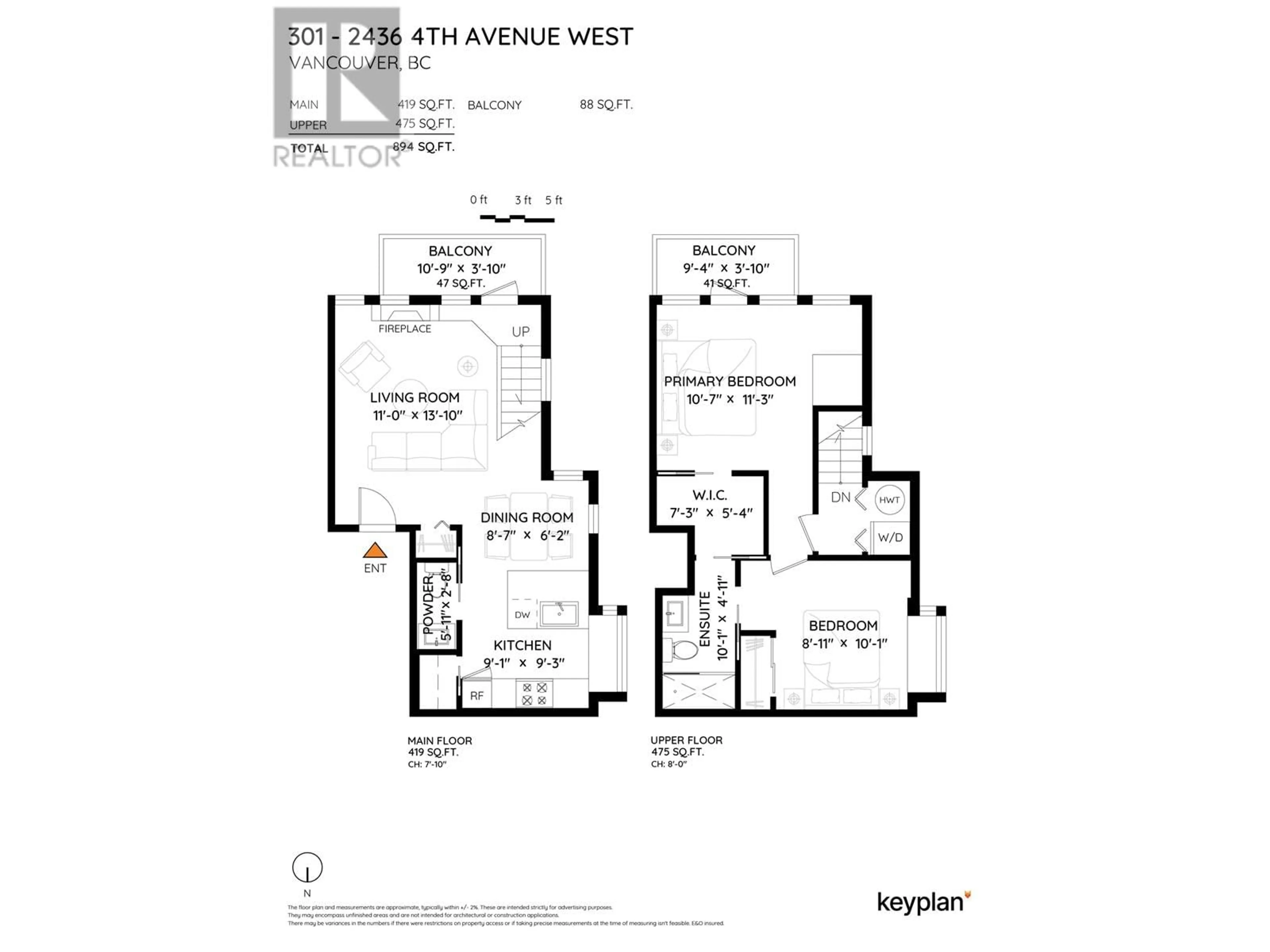 Floor plan for 301 - 2436 4TH AVENUE, Vancouver British Columbia V6K1P3