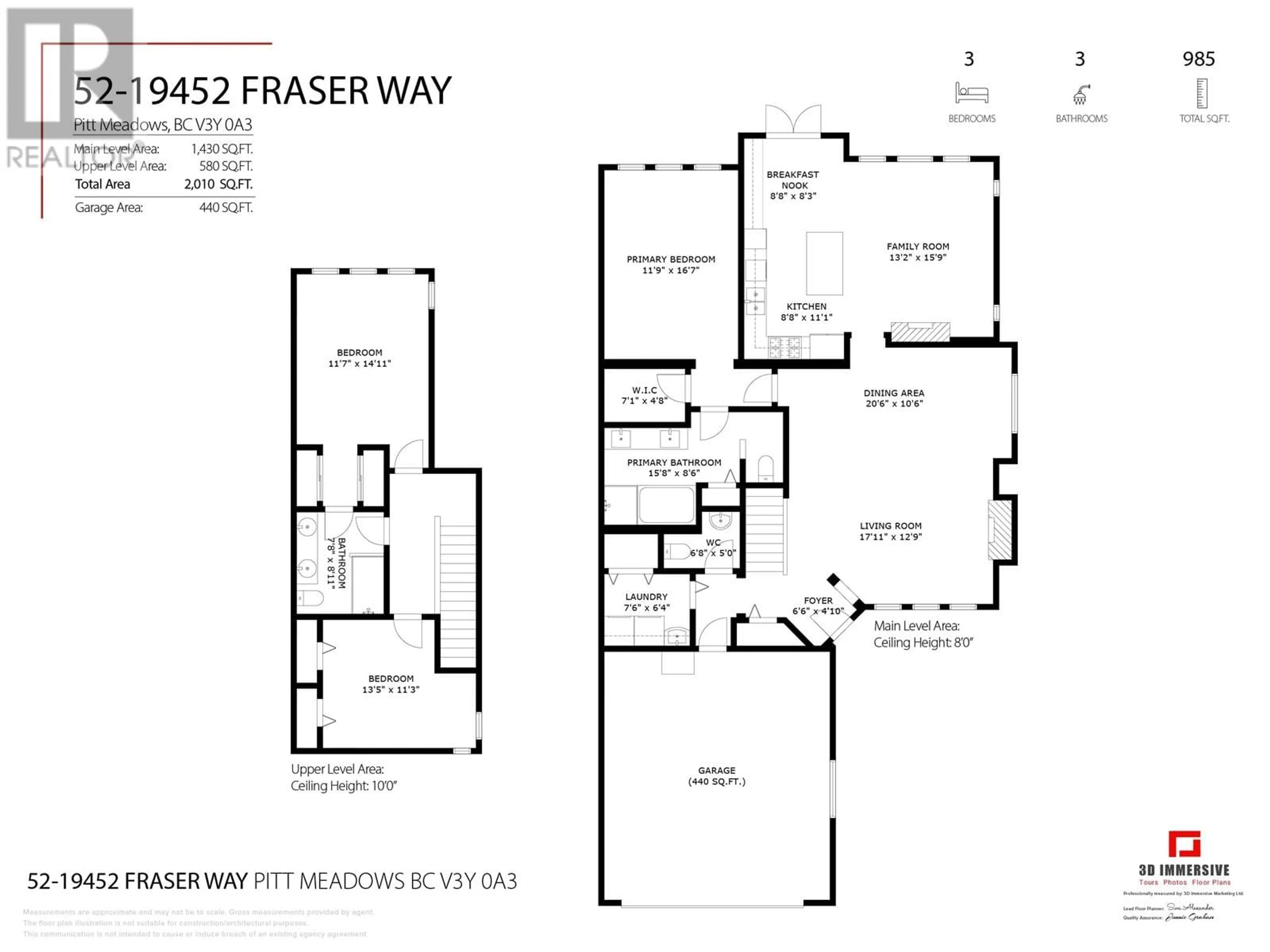 Floor plan for 52 - 19452 FRASER WAY, Pitt Meadows British Columbia V3Y0A3