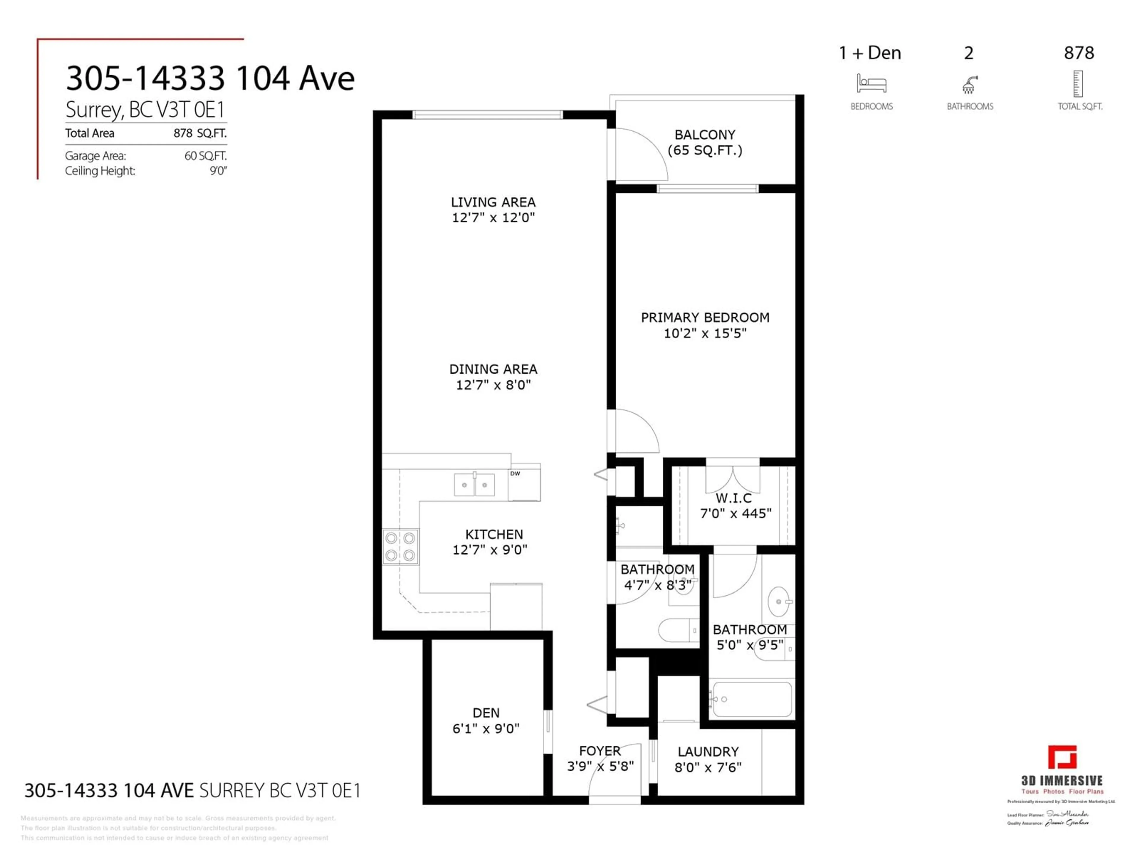 Floor plan for 305 - 14333 104, Surrey British Columbia V3T0E1