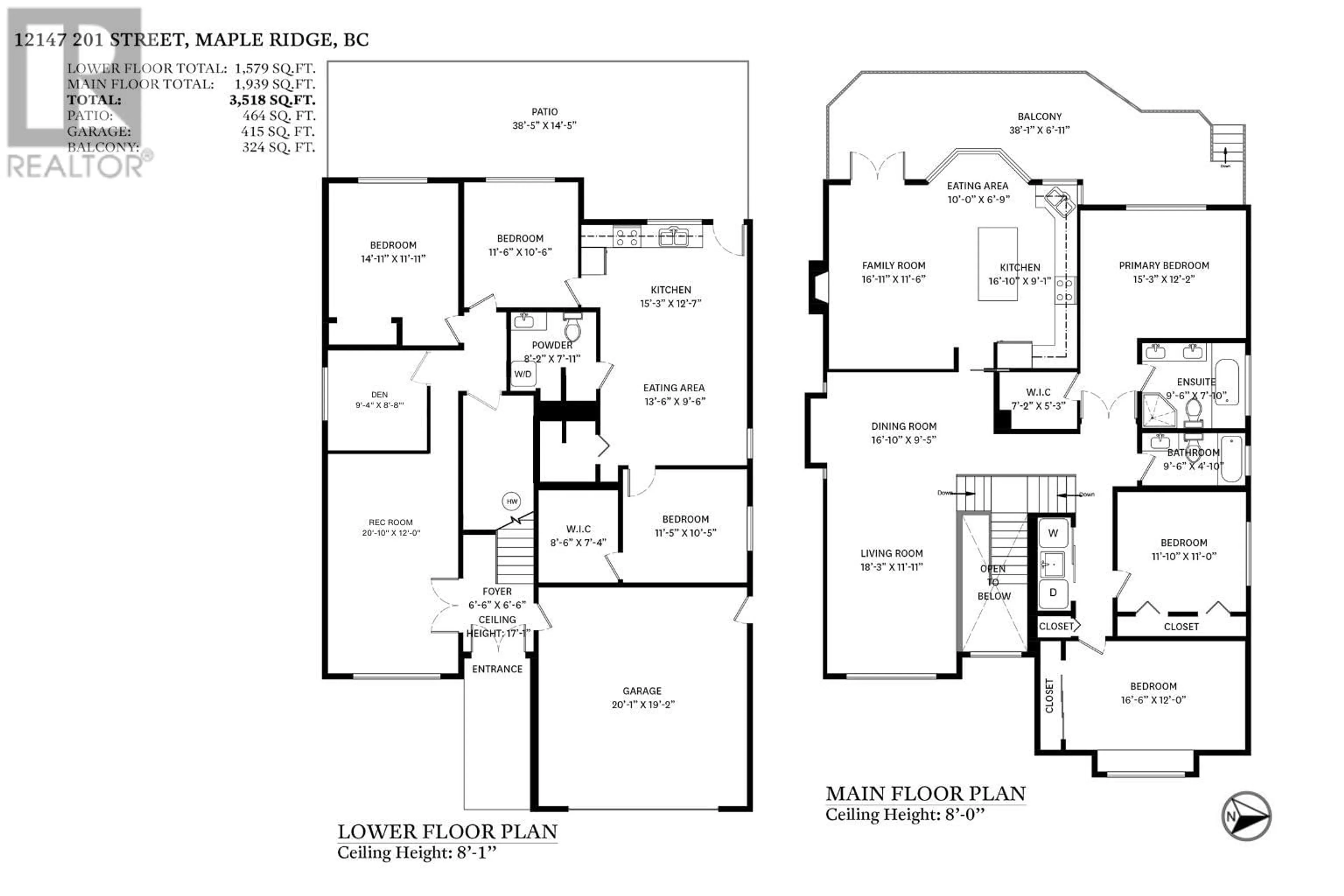 Floor plan for 12147 201 STREET, Maple Ridge British Columbia V2X3M4
