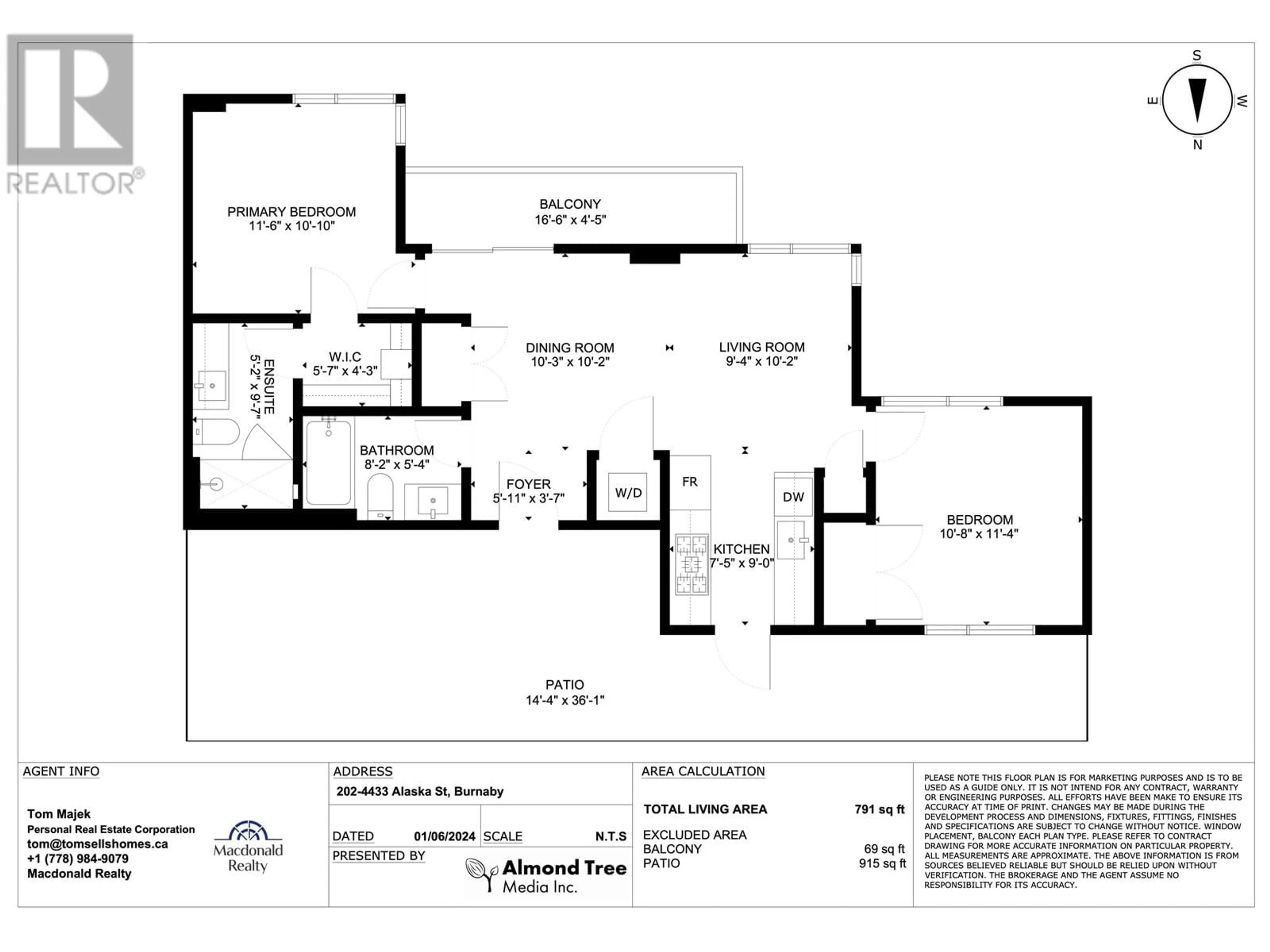 Floor plan for 202 - 4433 ALASKA STREET, Burnaby British Columbia V5C5T3