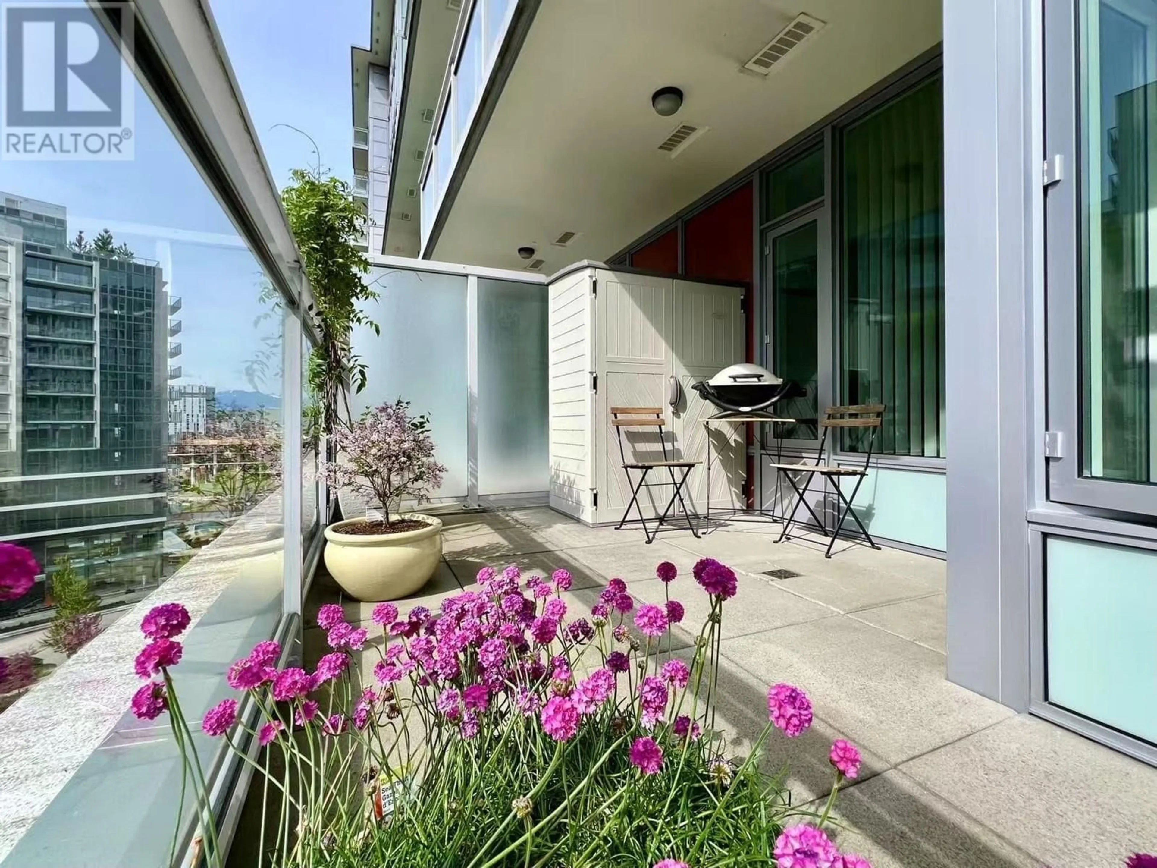 Balcony in the apartment, city buildings view from balcony for 806 - 8628 HAZELBRIDGE WAY, Richmond British Columbia V6X0R5