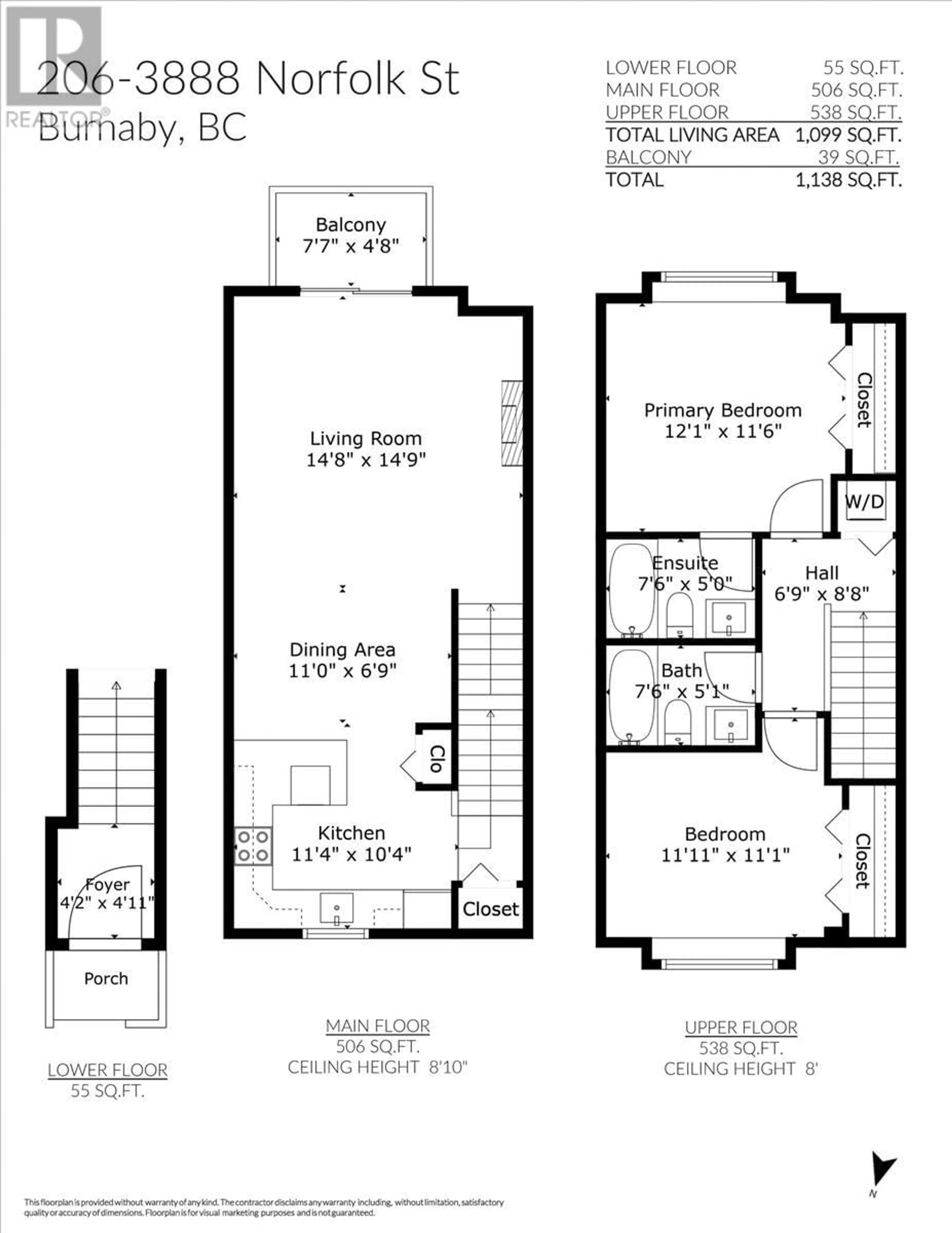 Floor plan for 206 - 3888 NORFOLK STREET, Burnaby British Columbia V5G1E5