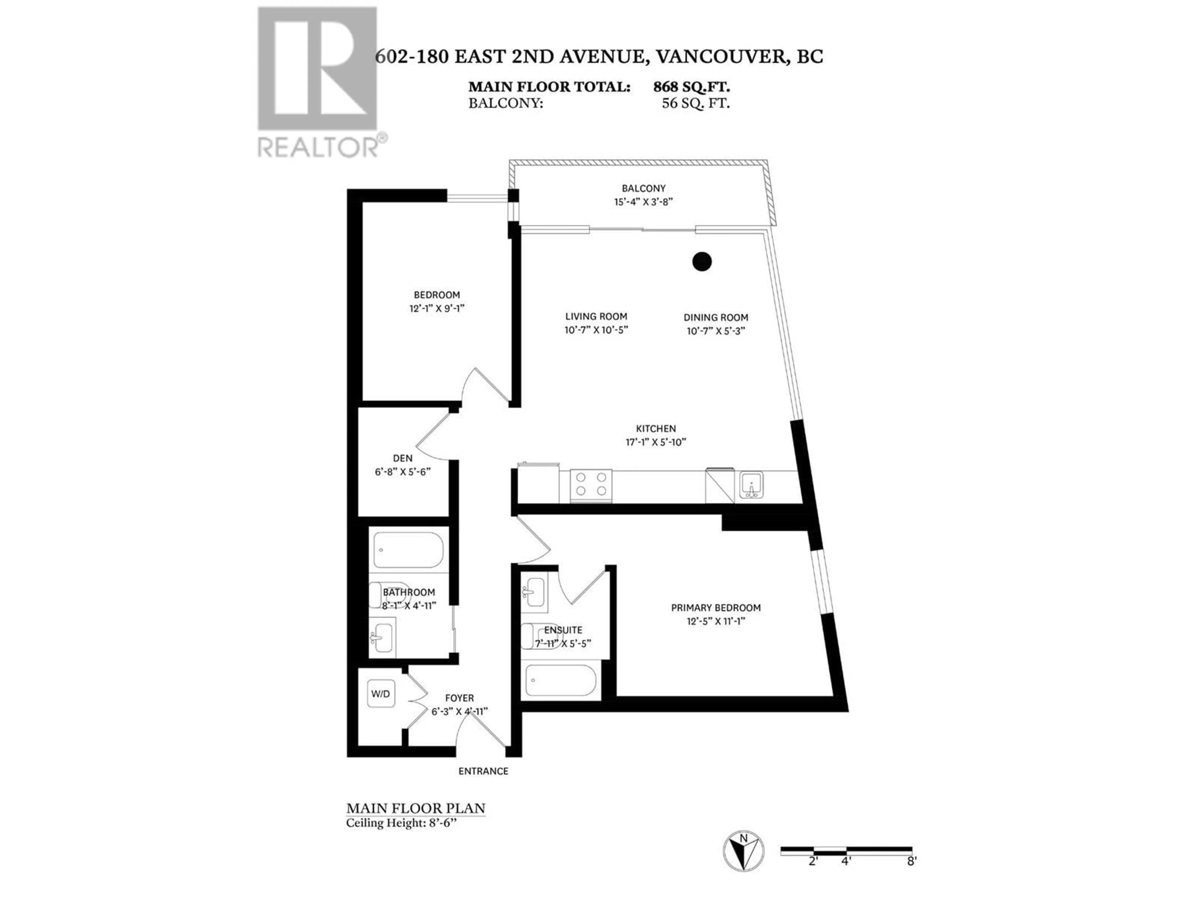 Floor plan for 602 - 180 2ND AVENUE, Vancouver British Columbia V5T0K4