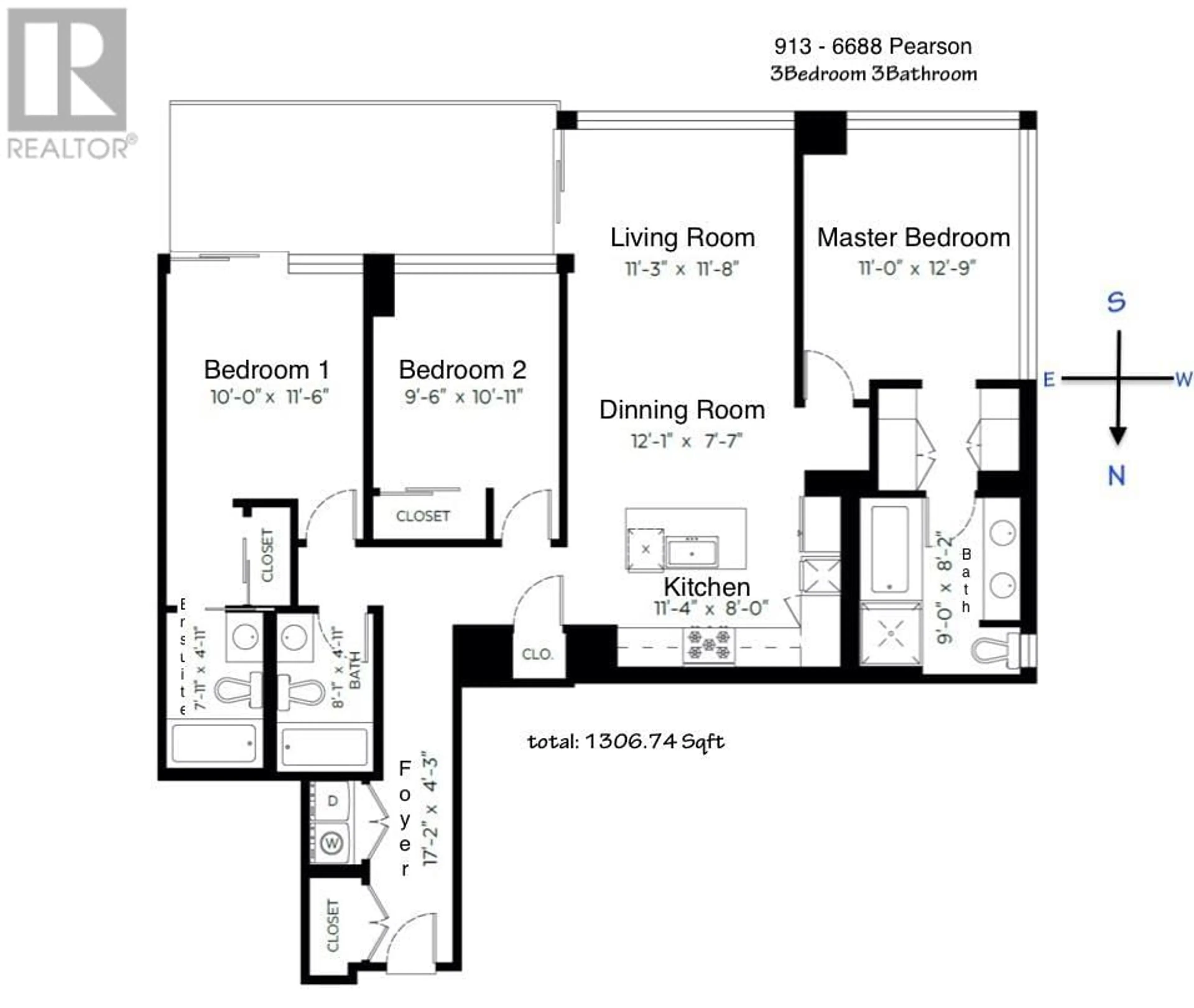 Floor plan for 913 - 6688 PEARSON WAY, Richmond British Columbia V7C0E5