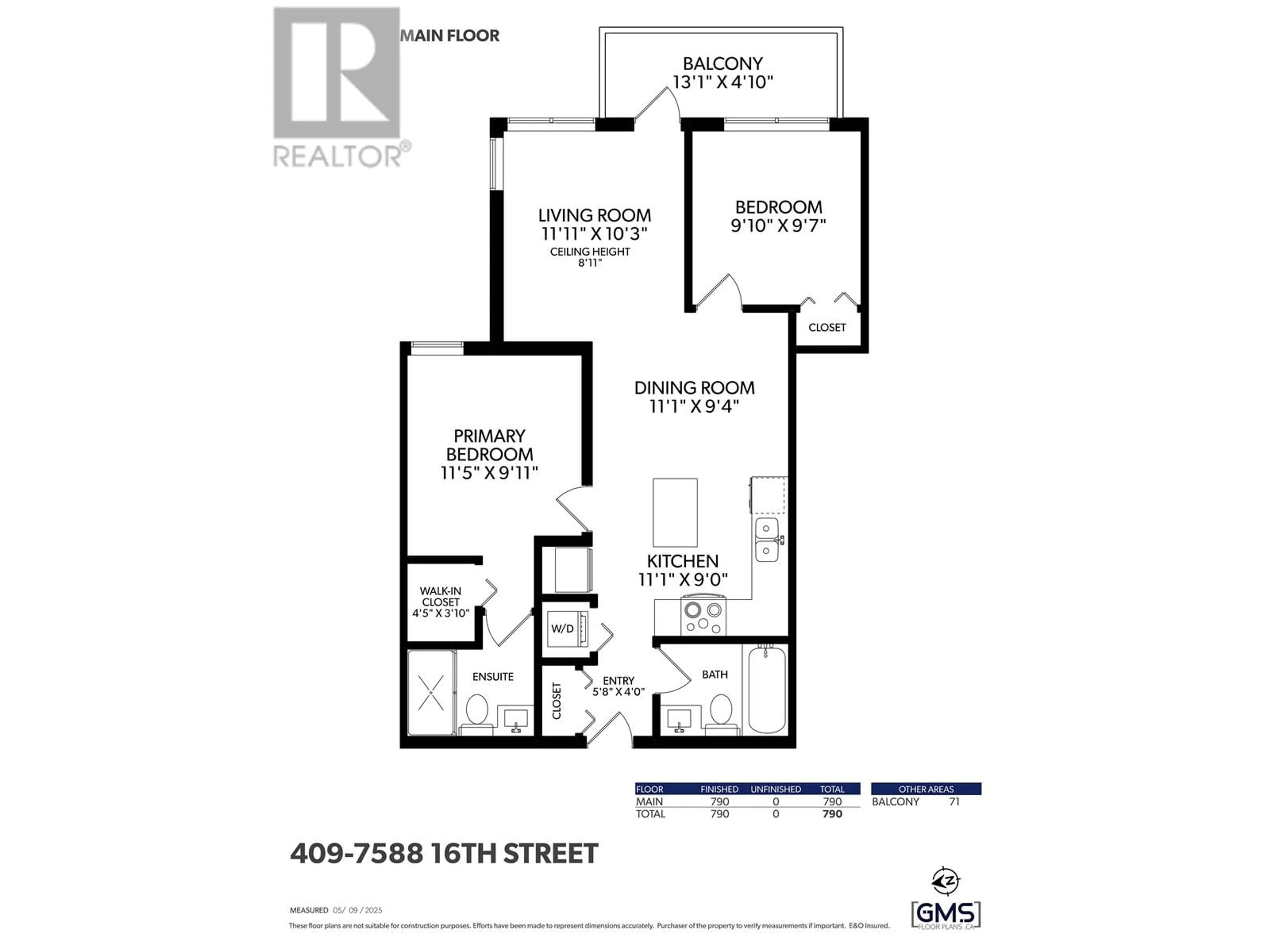 Floor plan for 409 - 7588 16TH STREET, Burnaby British Columbia V3N0H8