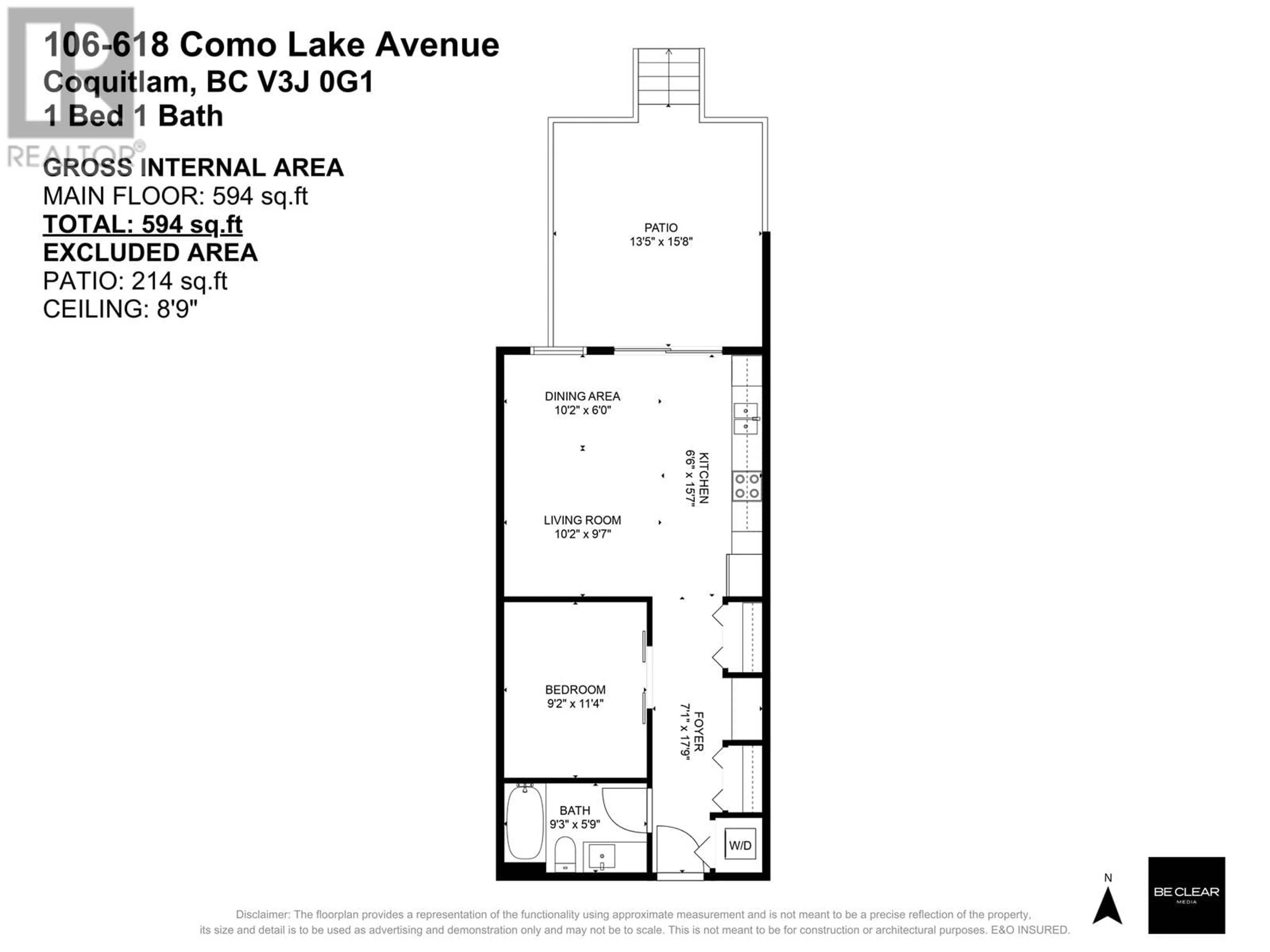 Floor plan for 106 - 618 COMO LAKE AVENUE, Coquitlam British Columbia V3J0G1
