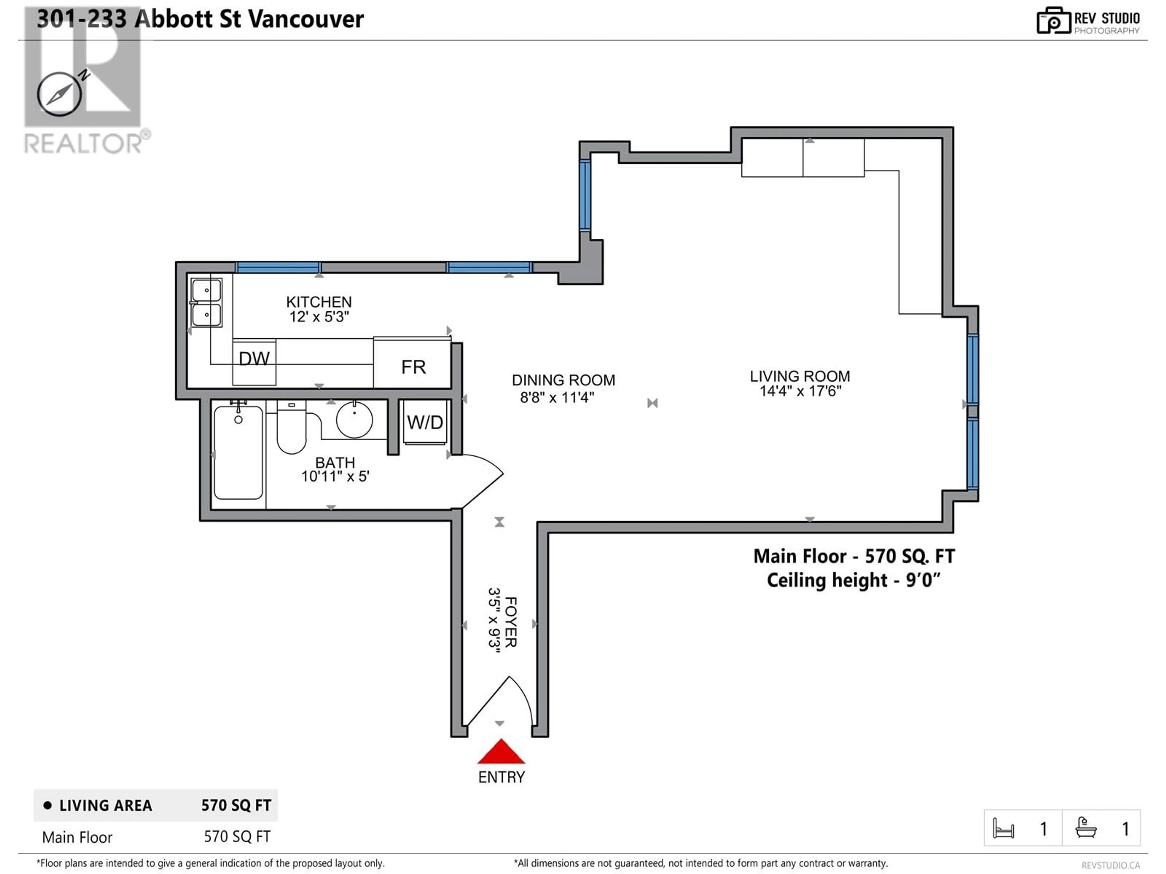 Floor plan for 301 - 233 ABBOTT STREET, Vancouver British Columbia V6B2K7