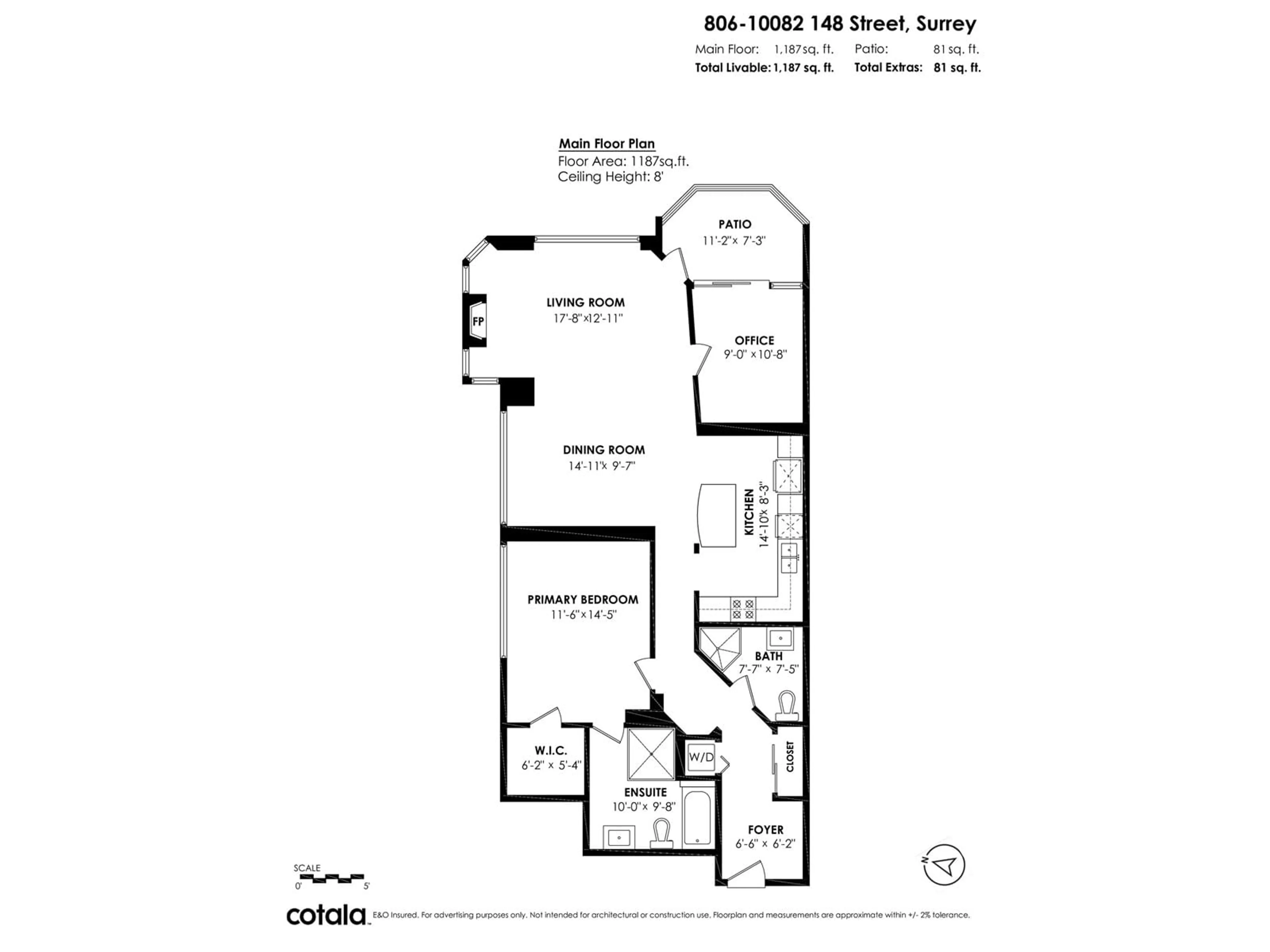 Floor plan for 806 - 10082 148, Surrey British Columbia V3R0S3