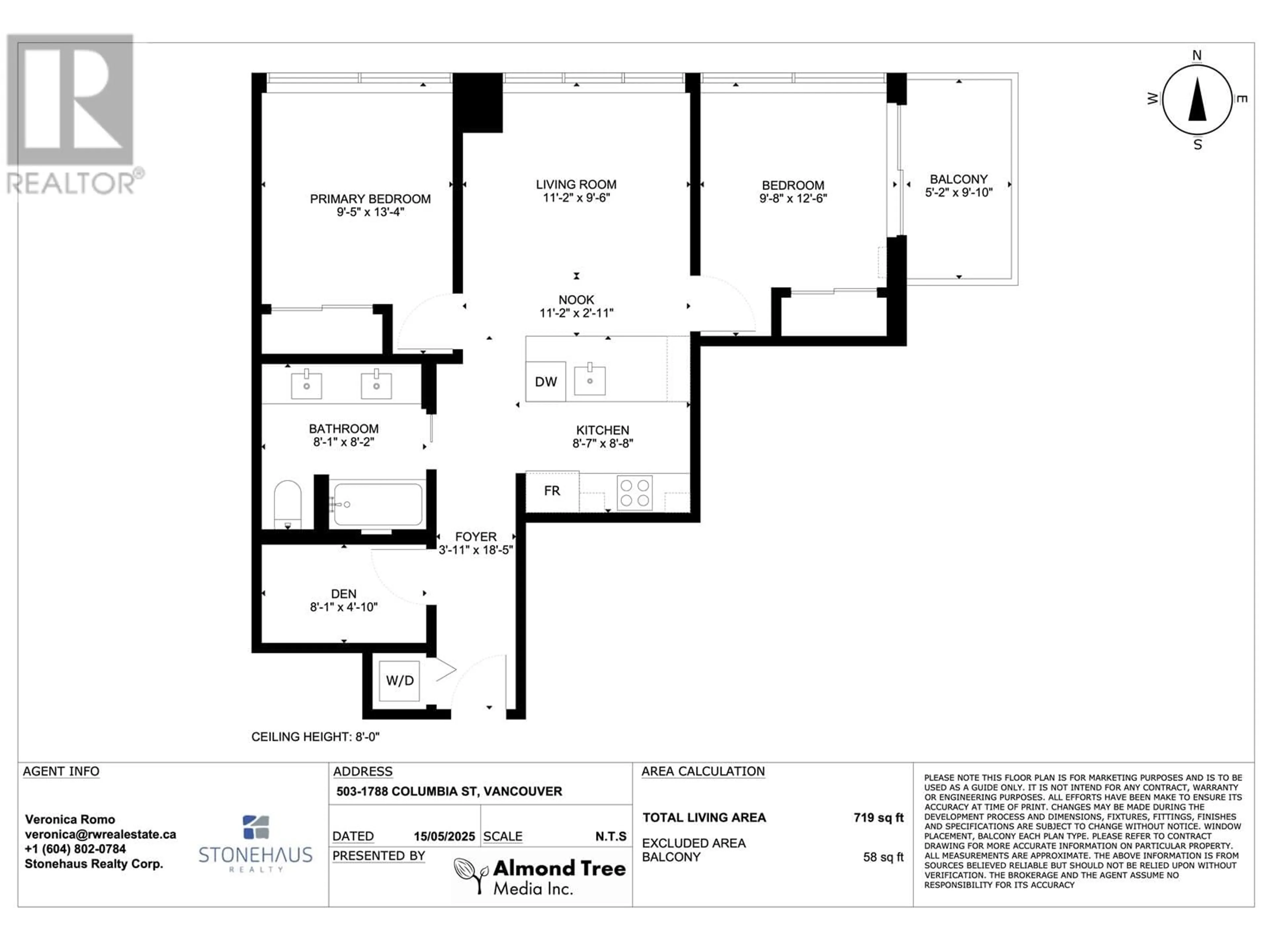 Floor plan for 503 - 1788 COLUMBIA STREET, Vancouver British Columbia V5Y0L7