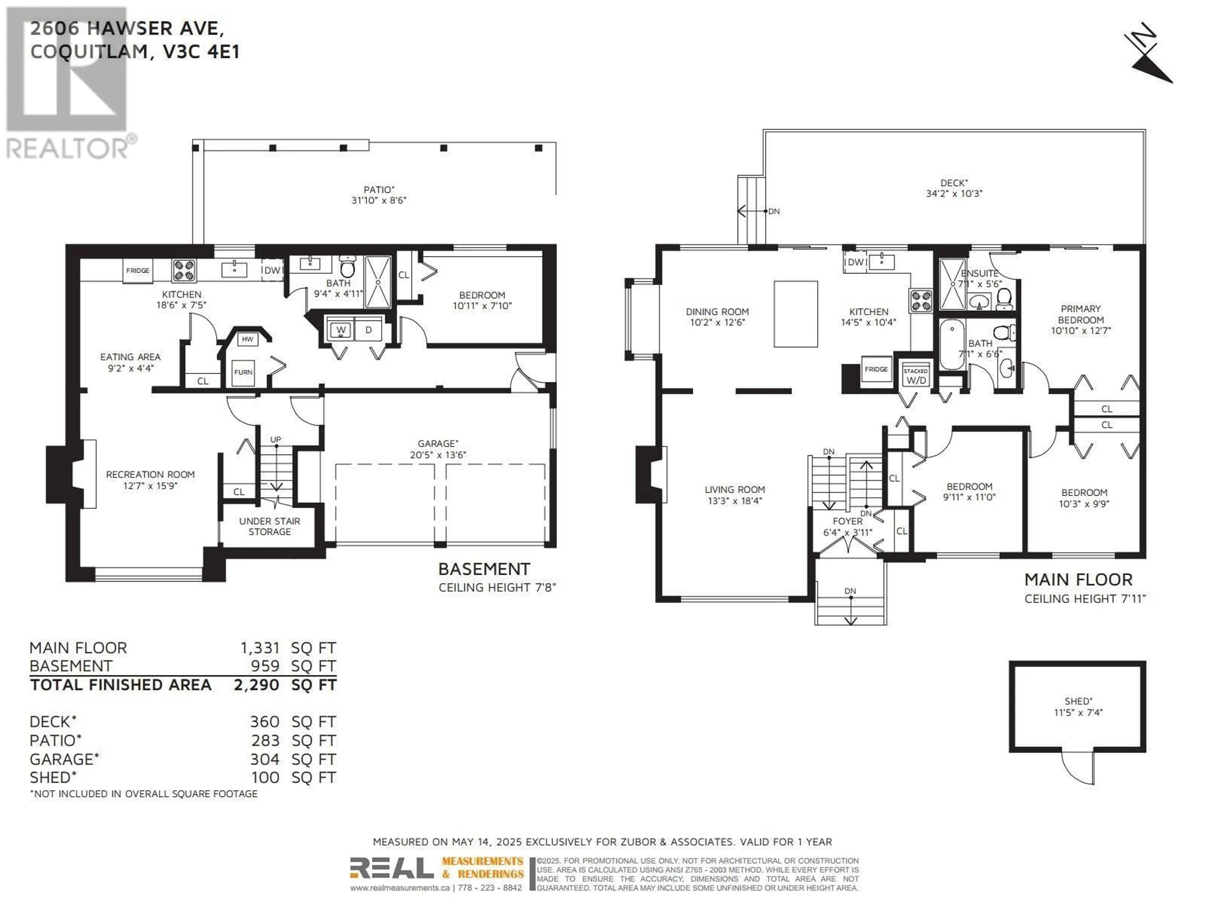 Floor plan for 2606 HAWSER AVENUE, Coquitlam British Columbia V3C4E1