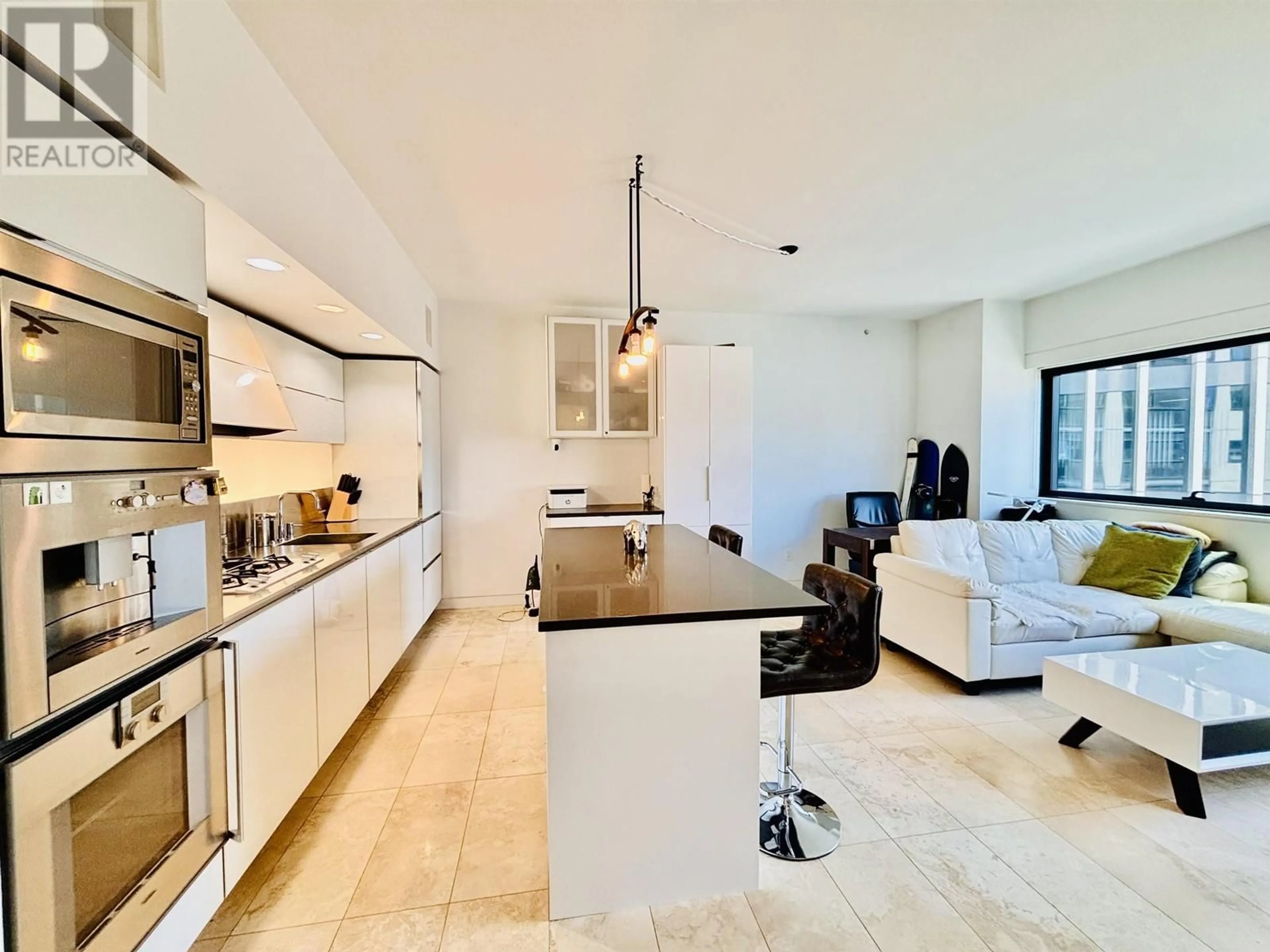 Open concept kitchen, ceramic/tile floor for 2804 - 838 HASTINGS STREET, Vancouver British Columbia V6C0A6