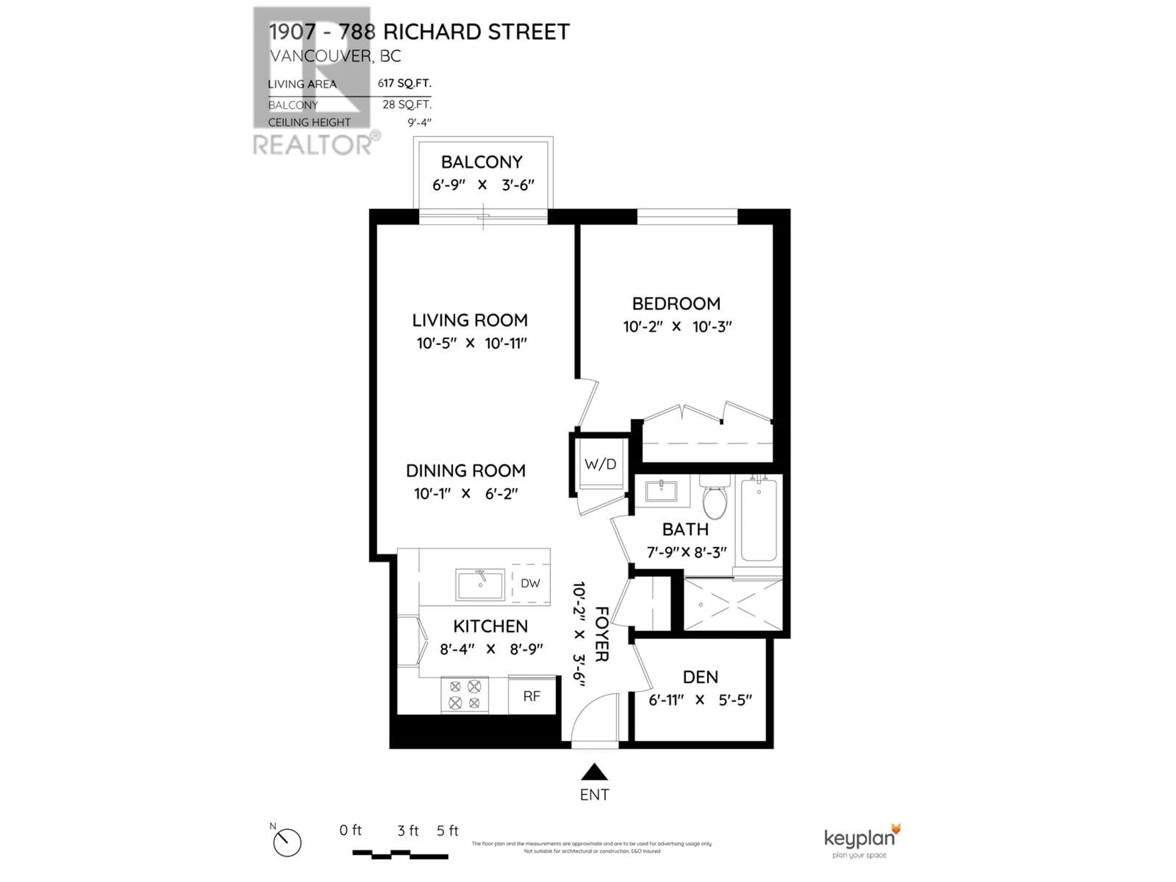 Floor plan for 1907 - 788 RICHARDS STREET, Vancouver British Columbia V6B0C7