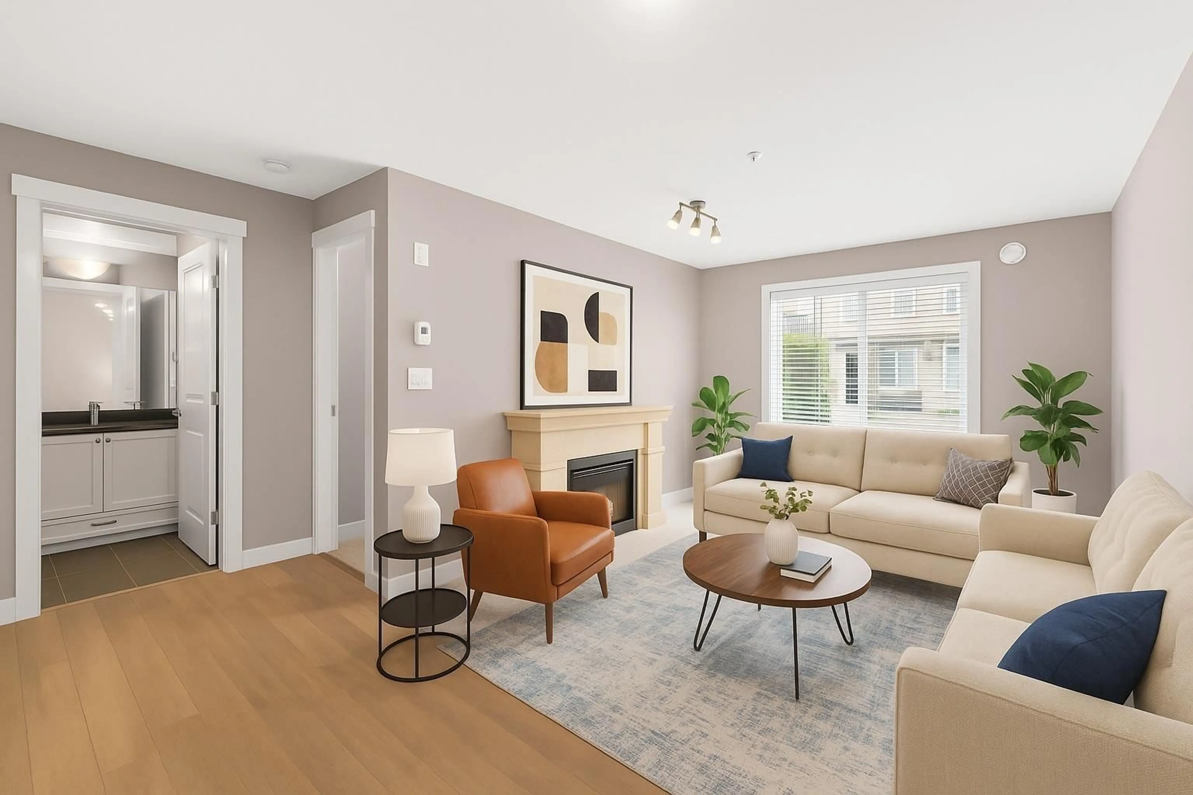 Living room with furniture, wood/laminate floor for 104 - 30525 CARDINAL, Abbotsford British Columbia V2T0A8