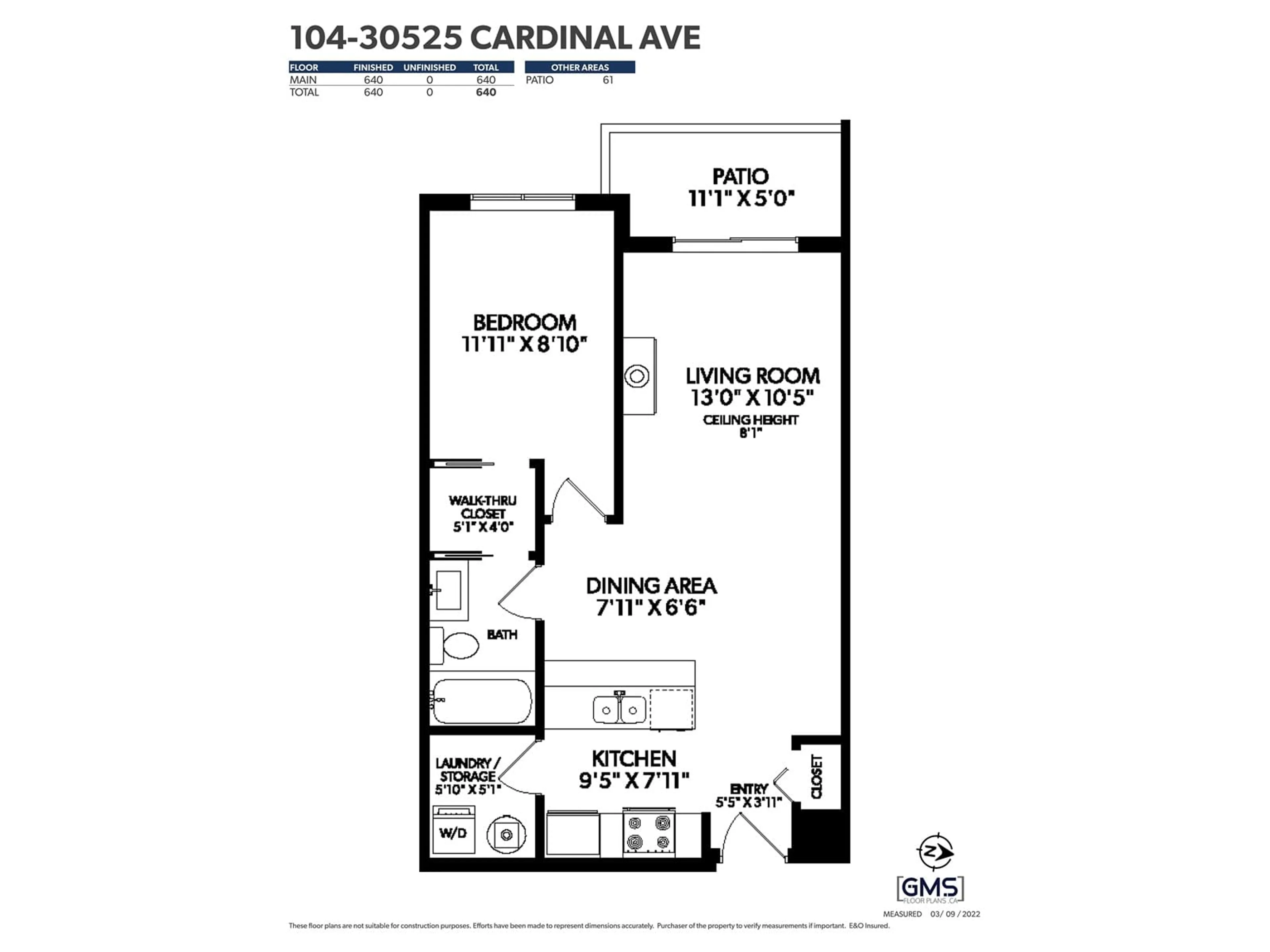 Floor plan for 104 - 30525 CARDINAL, Abbotsford British Columbia V2T0A8