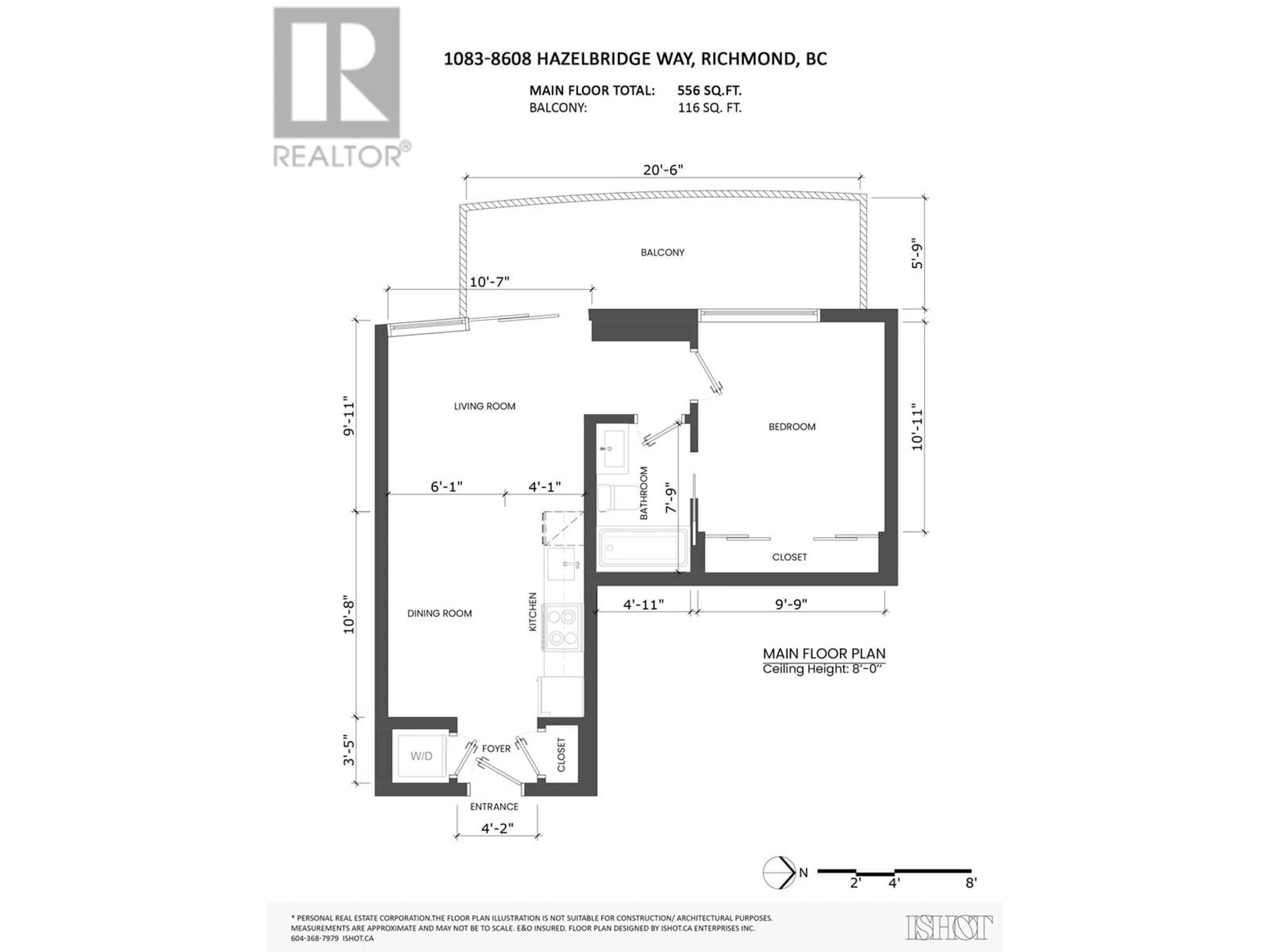 Floor plan for 1083 - 8608 HAZELBRIDGE WAY, Richmond British Columbia V6X0W2